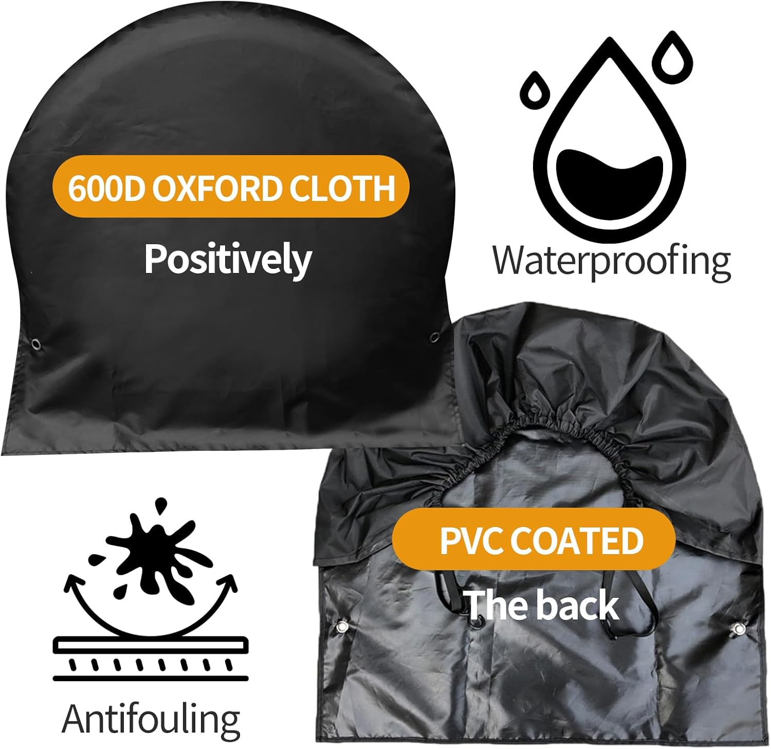 Pack of 4 Wheel Covers Caravans, 600D Oxford Tyre Cover Caravan with PU Coating, Universal Caravan Tyre Cover for Caravans, Motorhomes, Cars (4 Pieces, Fit Tyre Diameter 27-29 Inches) image number 3