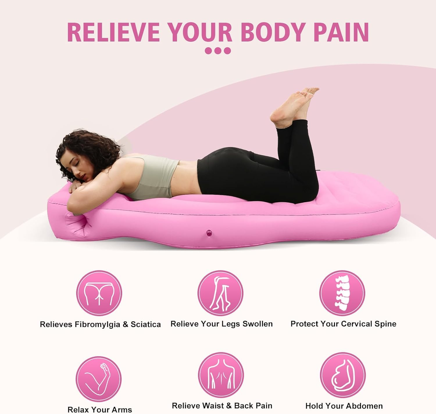 Inflatable Full Body Pregnancy Pillow, Flocking Thickened Mattress, Full Body Maternity Airbed with Belly Hole, Best Prone Sleeping Support for Pregnant Women, Includes Foot-Operated Inflatable Pump image number 4