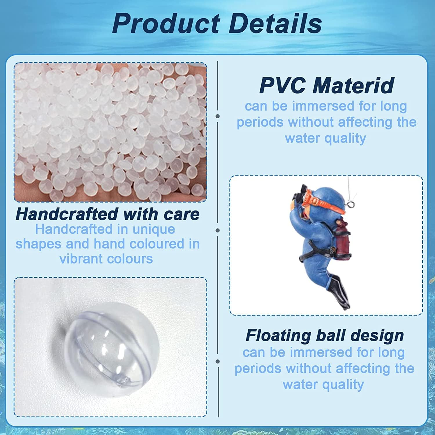 LYSAIMG 4Pcs Resin Floating Aquarium Decorations,Floating Fish Tank Decoration,Hanging Lovely Diver for Aquarium with Ball and Line,7Cm*3Cm Cute Miniature Diver,Accessories for Fish Tanks Pool