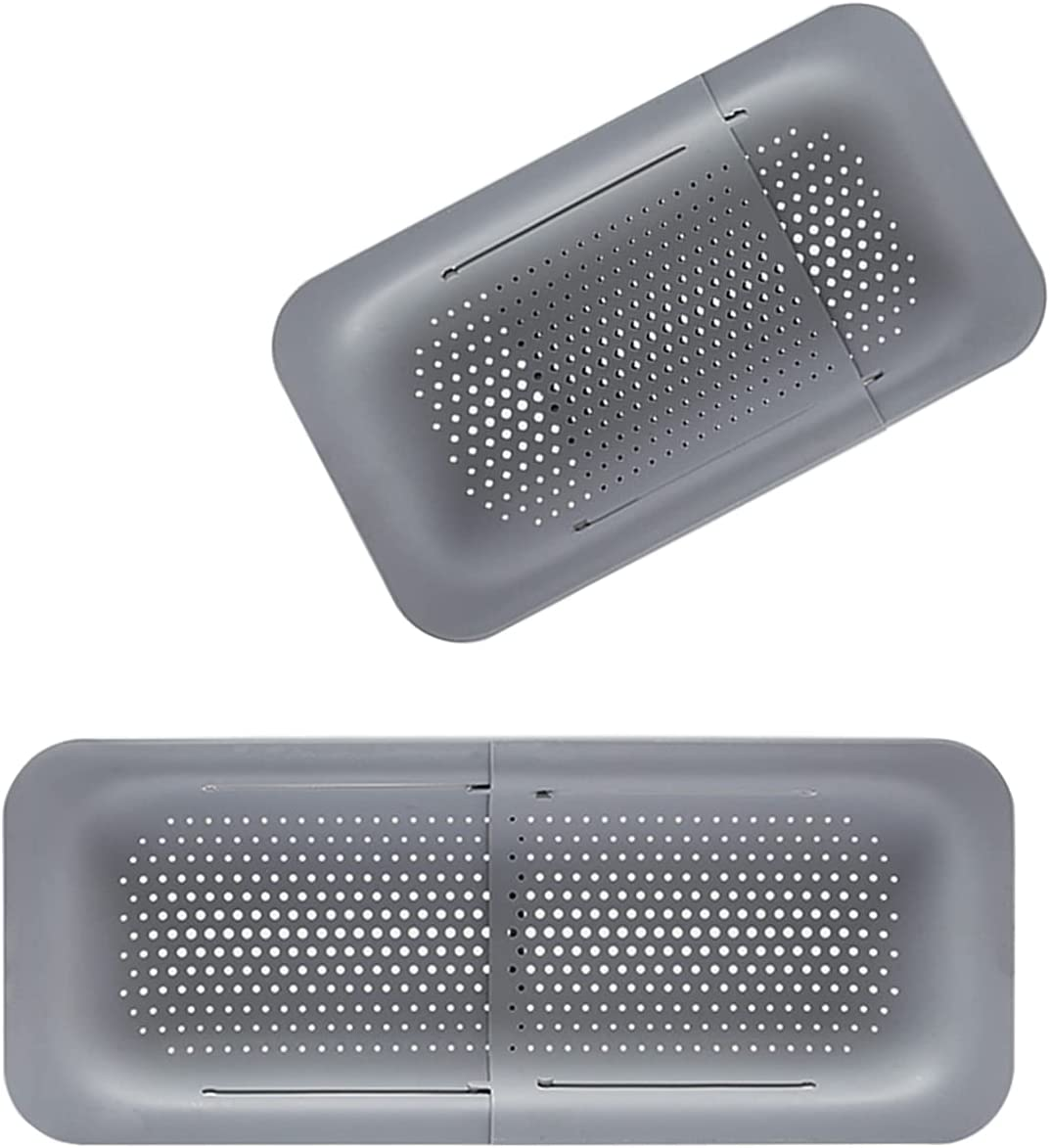 Over the Sink Colander Strainer Basket, QNLEMON Retractable Strainers for Cleaning Fruits and Vegetables, Draining Pasta, Home Kitchen Essentials (Pink)