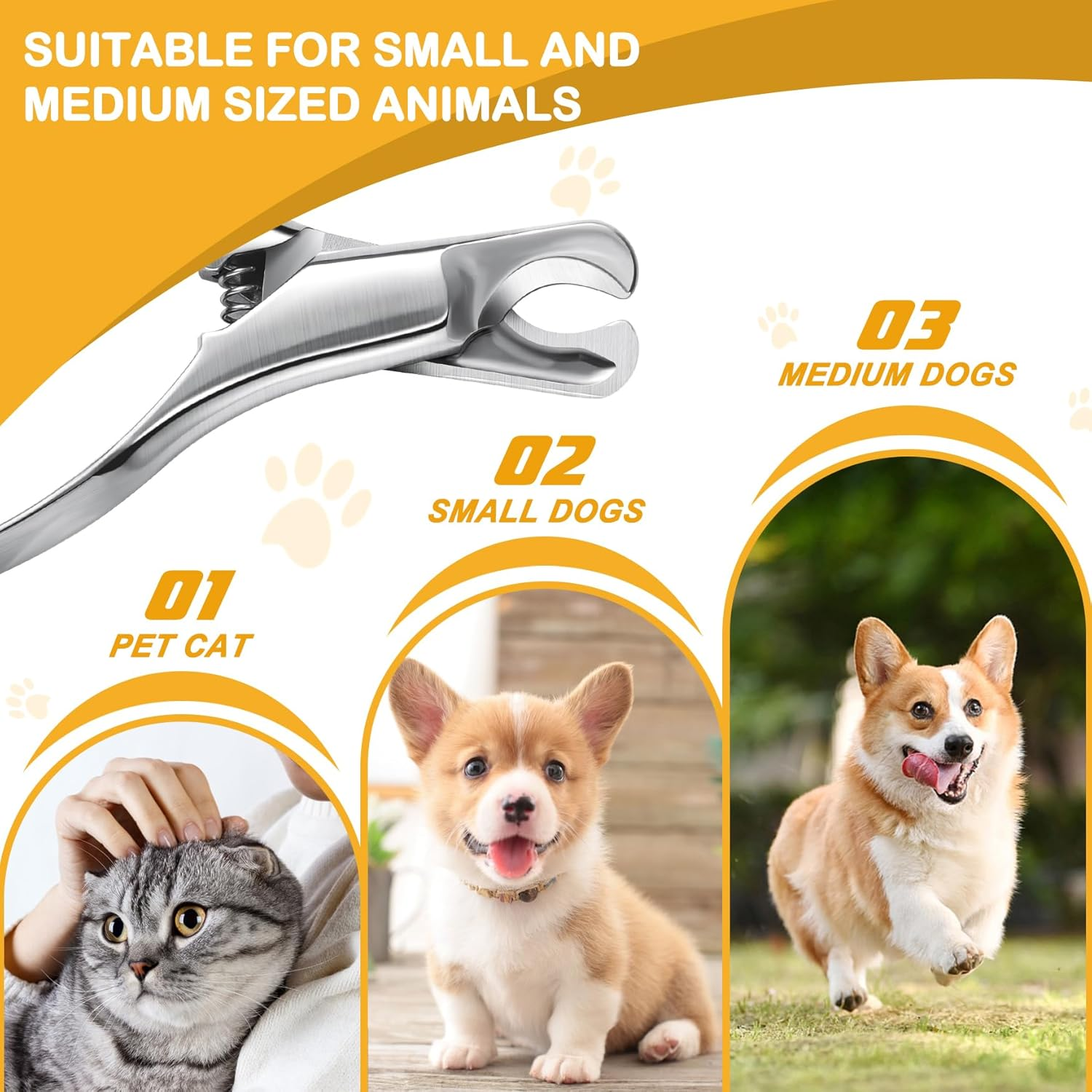 BEZOX Pet Nail Clippers, Whole Stainless Steel Cat Claw Trimmer with anti Slip Handle, Autoclavable Small Dog Nail Clipper Cutters image number 3