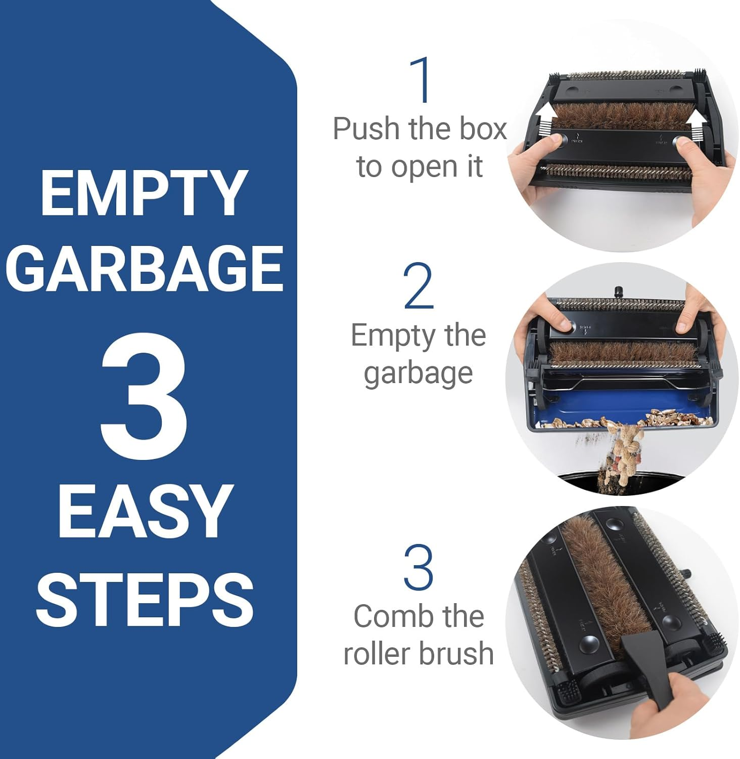 EZ SPARES Quiet Carpet Sweeper, Floor Sweeper with Horsehair Roto Brush Strong Cleaning Power Great for House,Office,Kitchen,Parquet Floor with Clean Out Comb image number 1