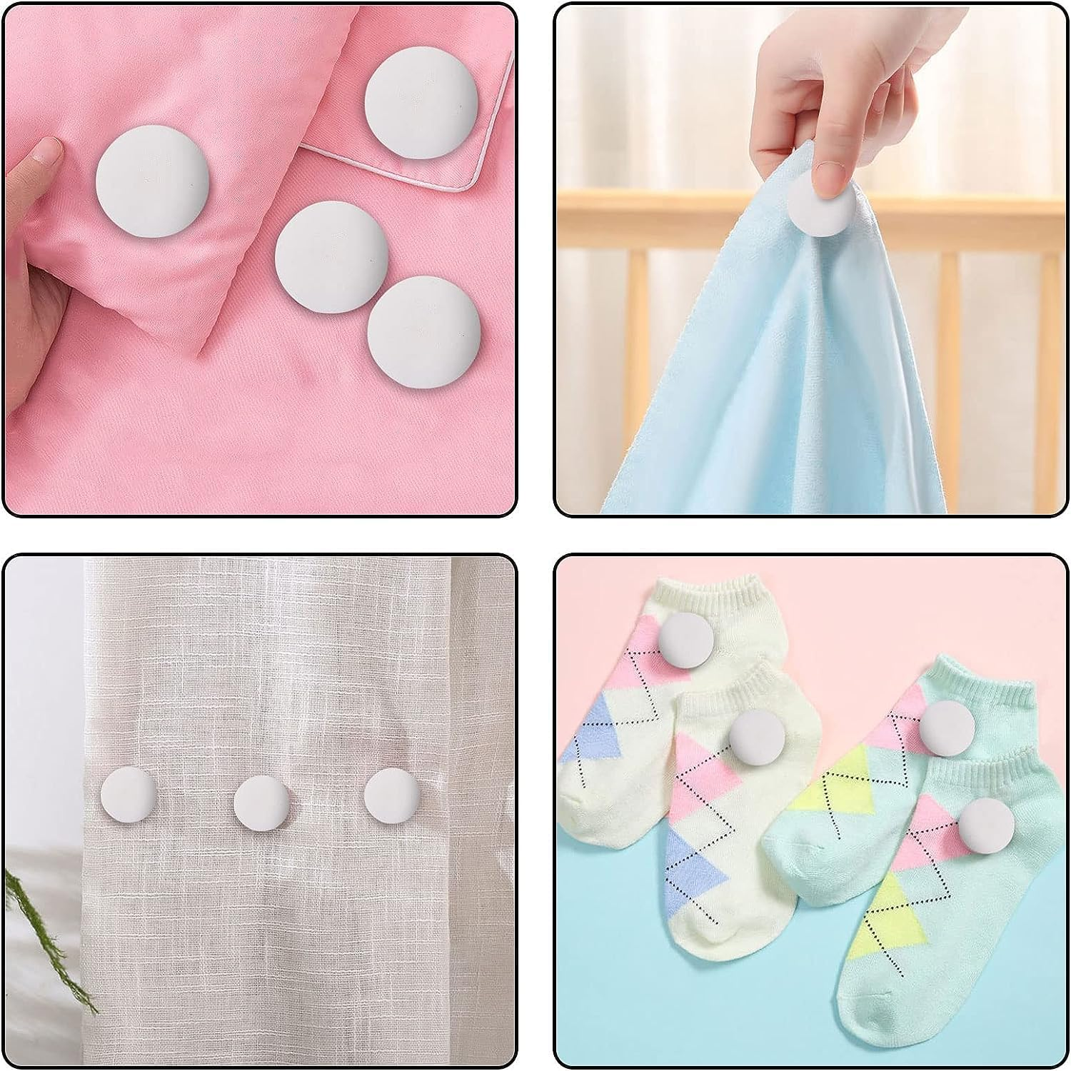 Duvet Pins, 16 Pcs Reusable Fixing Buckle Non-Slip Quilt Holder Sheet Holder Quilt Cover Clip, Keeps Comforter from Shifting for Fixing Bed Sheets, Fixing down Duvet Socks image number 4