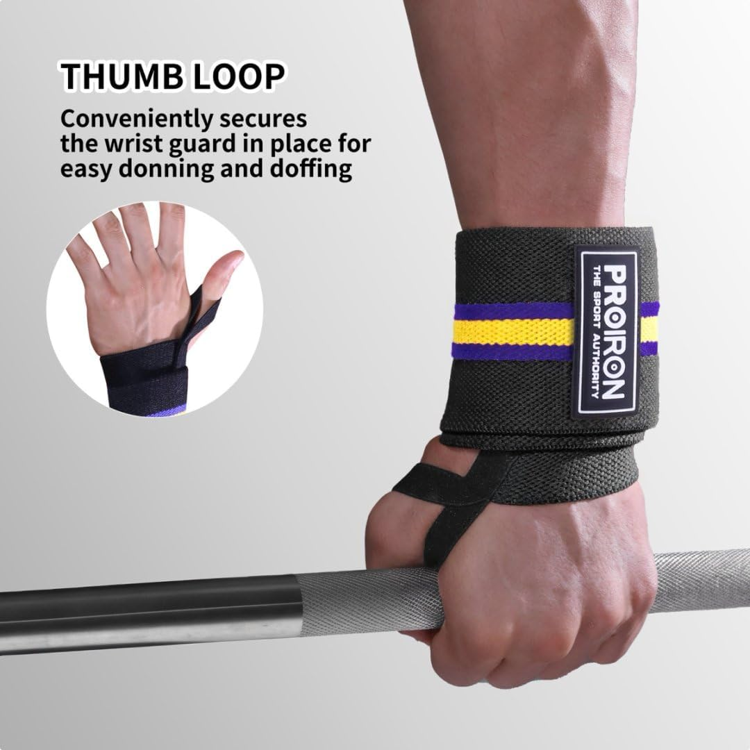 PROIRON Weightlifting Wrist Wraps 2 Pack Wrist Support with Heavy Duty Thumb Loop - Best Wrap for Powerlifting Competition, Strength Training, Bodybuilding - Charm Shadow Red image number 6