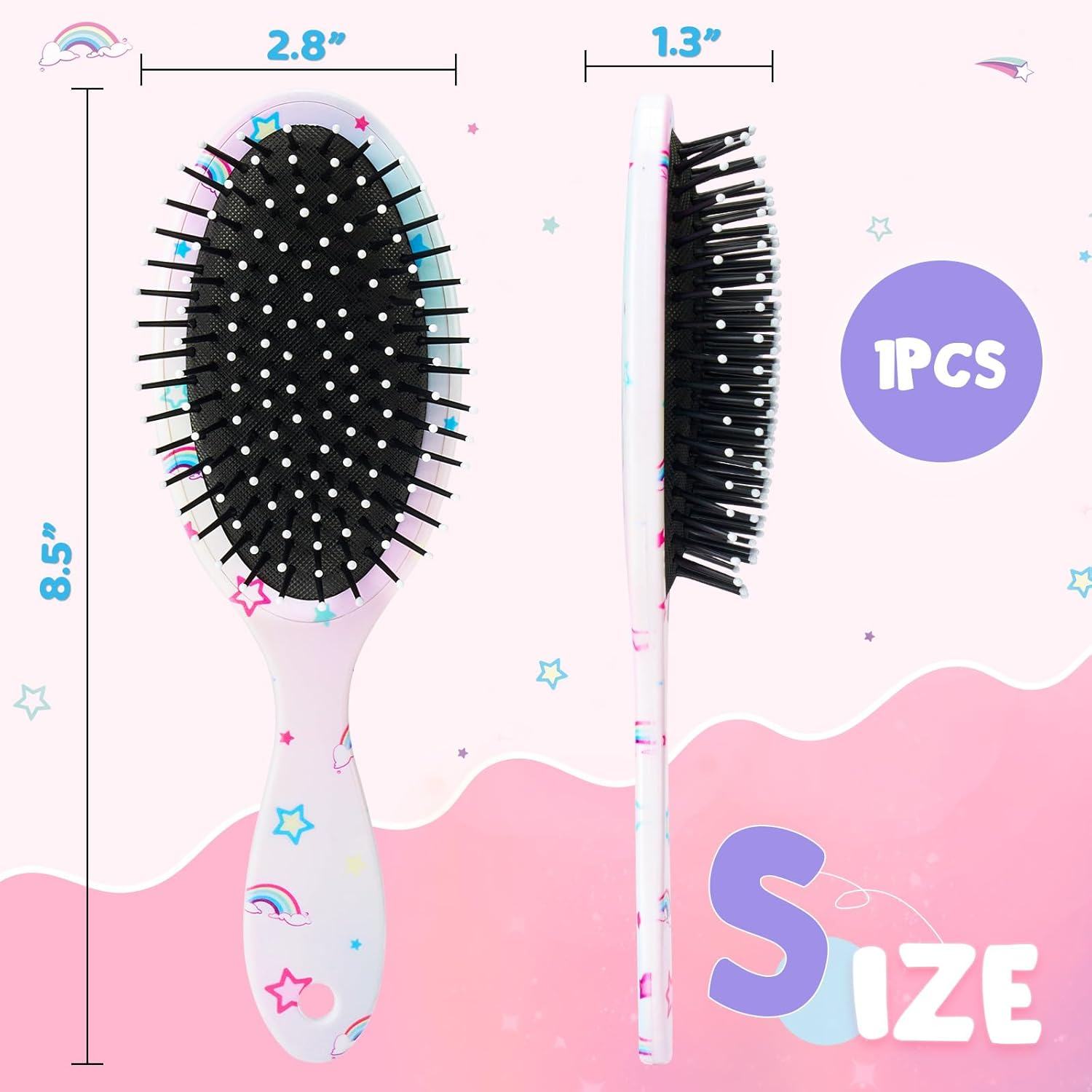 Unicorn Hair Brush for Toddlers - Suitable for Dry & Wet, Curly, Thick & All Hair Types, Perfect for Girls and Kids - Light Purple Unicorn image number 2
