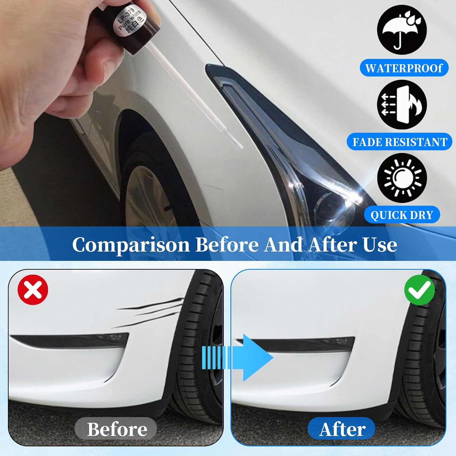 2 PCS Universal Car Touch-Up Paint Pen for Car Body, Car Scratch Repair Fluid, Wheel Repair Paint Kit, Quick & Easy Scratch Fix for Rim, Simple & Convenient, Uniform Paint Coating (Matte Black) - Matte Black image number 3