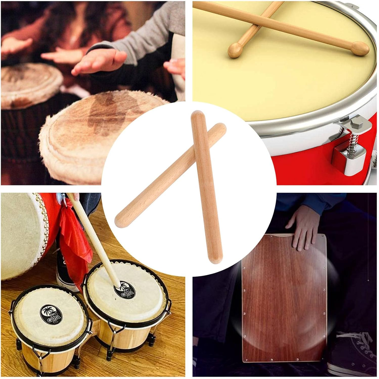 Ceahoify 6 Pairs Wood Claves Musical Percussion Instrument Rhythm Sticks Percussion Rhythm Sticks Children Musical Toy image number 5