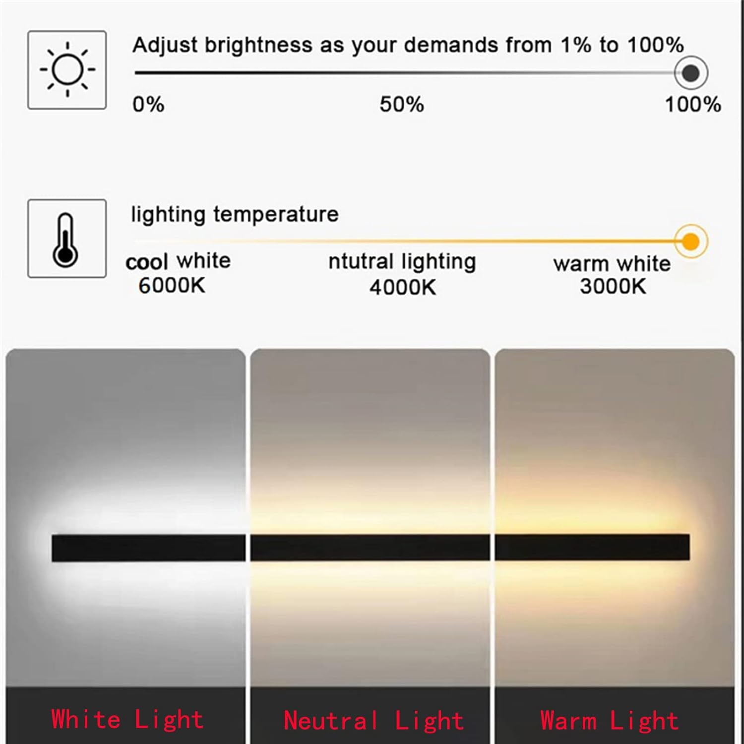 Modern Dimmable Indoor Wall Light Long Strip LED Fashion Staircase Wall Lamp with Remote Control Rectangular Interior Minimalist Black Acrylic Wall Sconce Bedroom Living Room (100Cm,Dimmable Light)