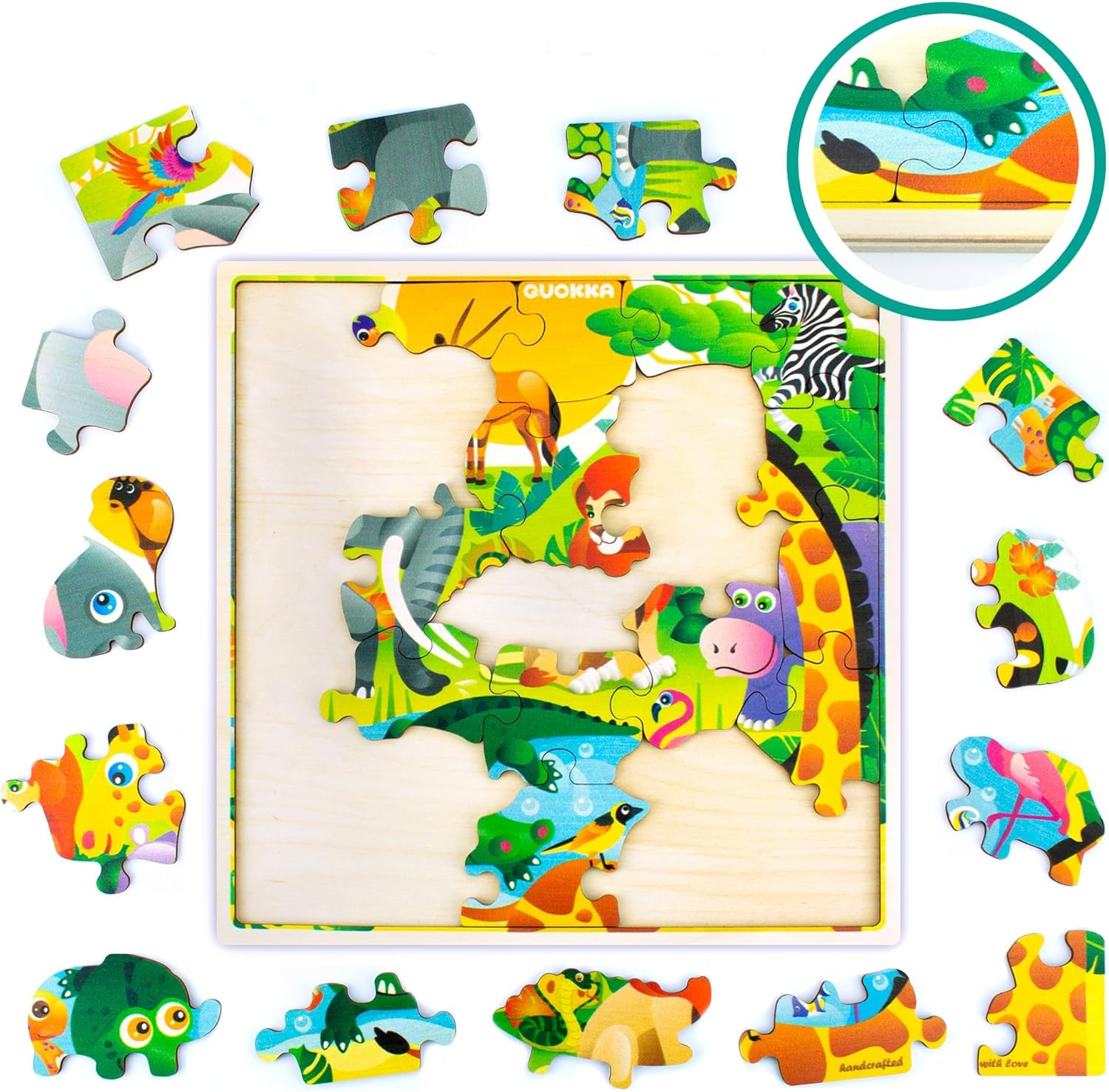 QUOKKA Wooden Africa Puzzles for Kids Ages 3-5 &ndash; 28 Pieces Toddlers Kids Puzzles Ages 4-8 Year Olds &ndash; Wood Africa Toys for Children 6-8 Yo