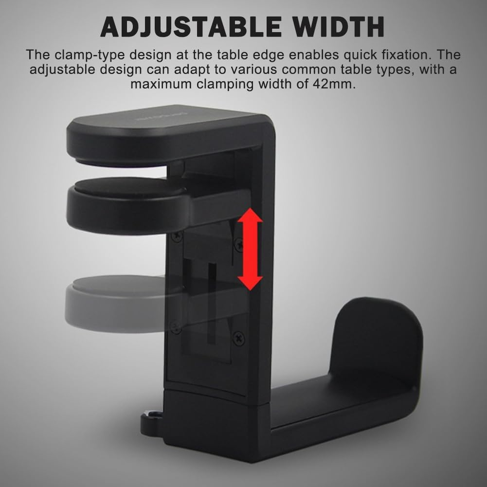 Headphone Stand Hanger Holder,Pc Gaming Headset Hook Holder Hanger Mount, Headphones Stand,Under Desk Clamp on Design, Universal Fit, Built in Cable Clip Organizer image number 1
