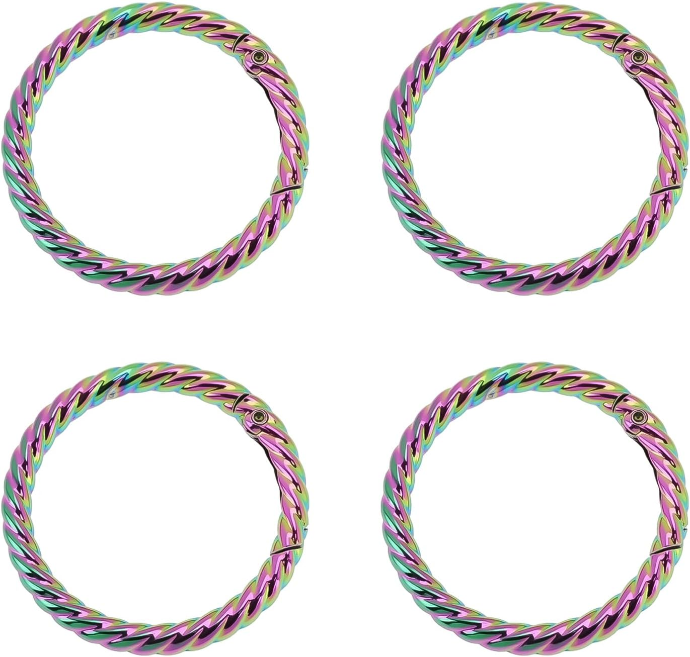 Briny River 4PCS Rainbow O Ring Hook Spring Opening Snap Clip 1 1/2 Inch Inner Diameter 38Mm Outer Diameter 48Mm Zinc Alloy Keychain image number 3