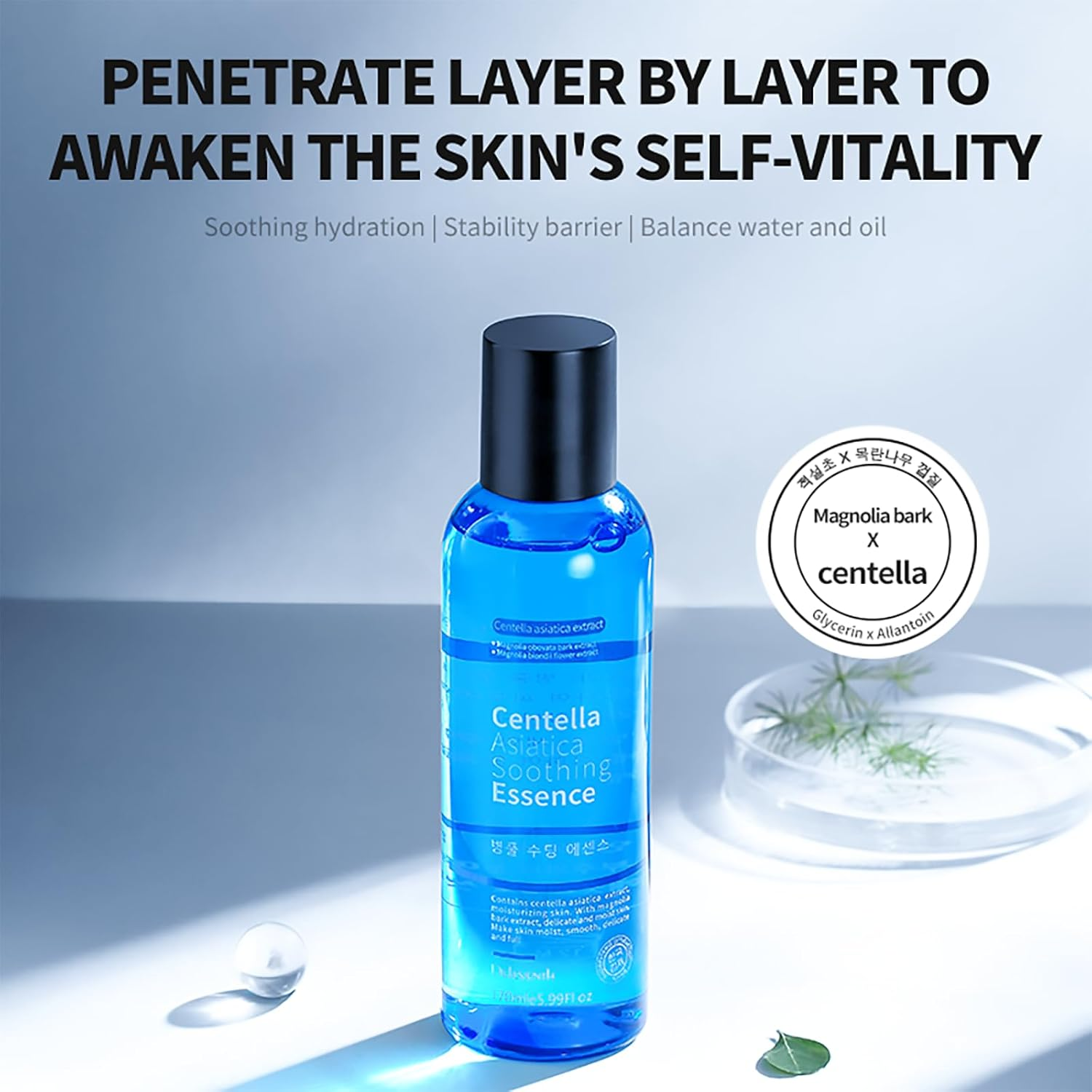 Deleventh Korean Brand Centella Asiatica Soothing Essence Toner 170Ml / Hydrates and Balances Skin with Natural Extracts for Refreshed and Radiant Complexion image number 3