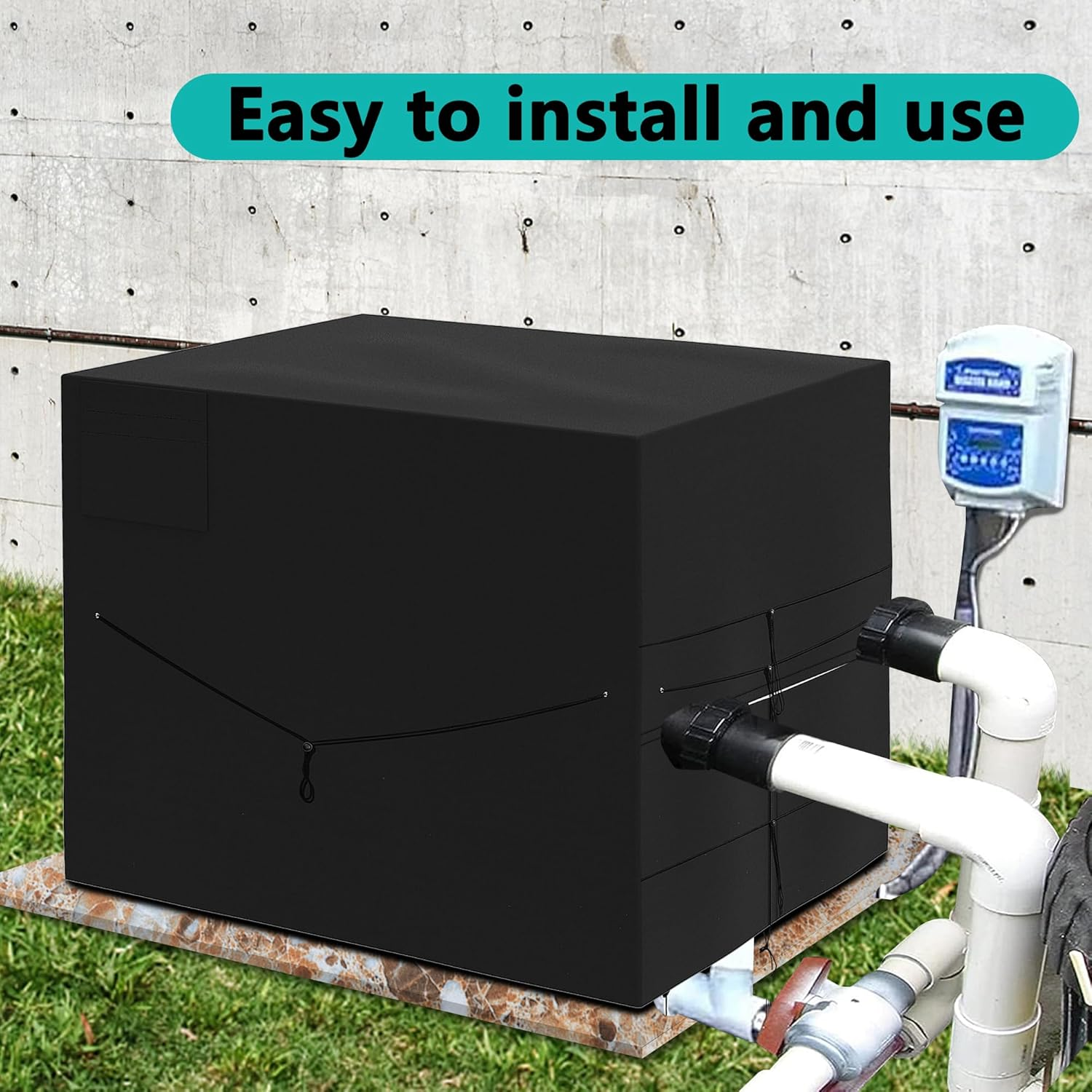 Adnee Pool Heat Pump Cover - 39.7" X 33.8" X 30.7" Waterproof Pool Equipment Cover for Winter- Adjustable Pool Heater Winter Cover for outside Units