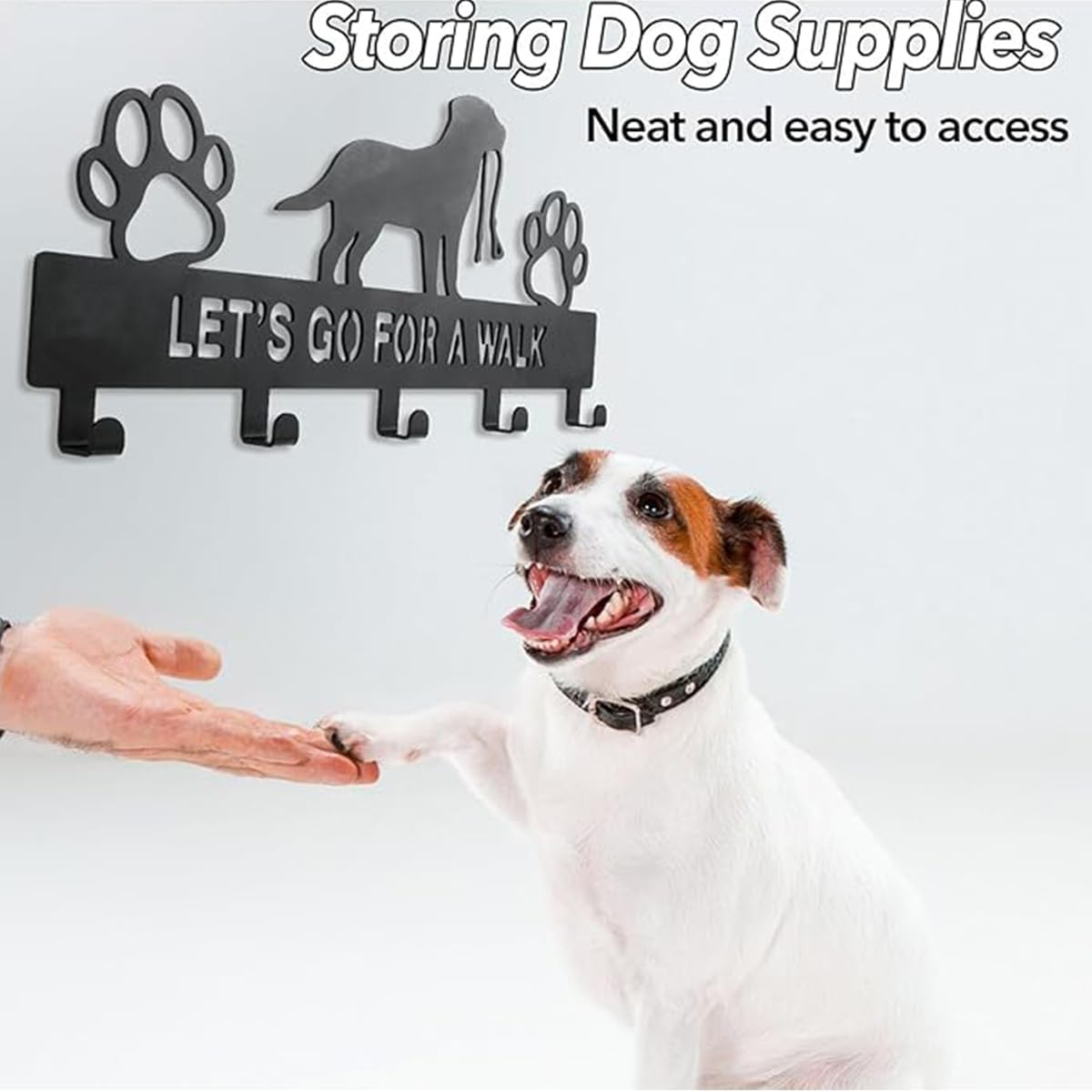 5-Hooks Dog Leash Holder for Wall,Doorway Dog Hooks for Wall,Dog Outdoor Stuffs Storager Rack for Hanging Dog Vest Harness,Key Holder Wall Mount,Leash,Collar,Keys,Dog Iron Leash Hooks for Wall image number 1