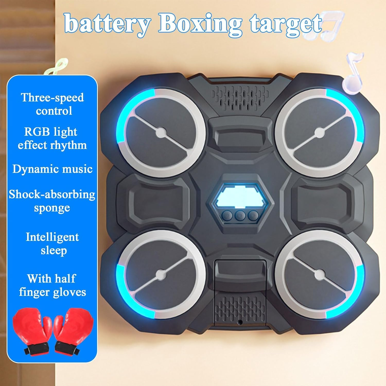 Crspexil Musical Boxing Machine, Wall-Mounted Boxing Machine with Boxing Gloves, Home Fitness Equipment, Dynamic Rhythm Punching Change,Home Decompression Wall Target,Home Training/Gym Equipment. image number 4
