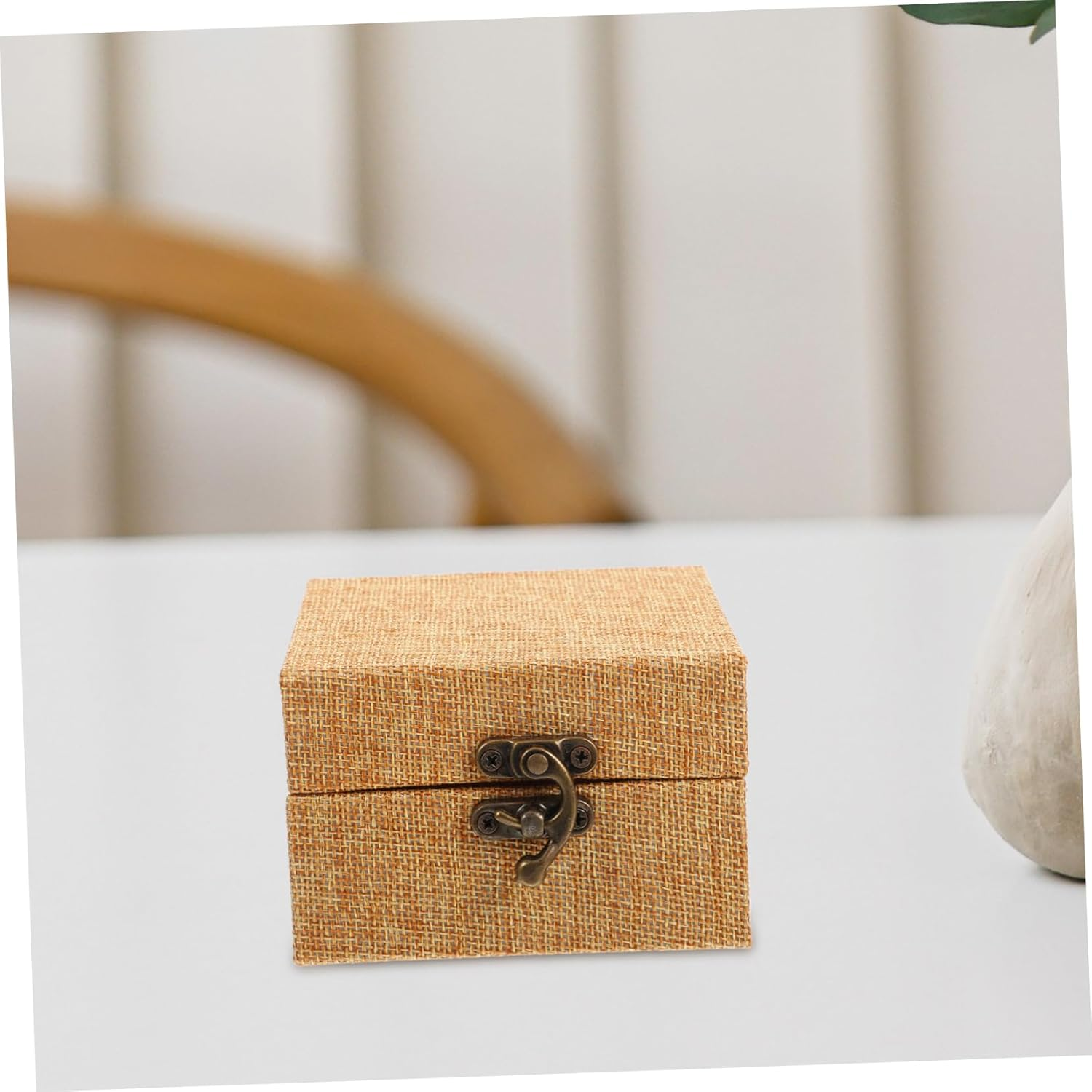 Angoily Wooden Treasure Chest for Boys and Girls Decorative Storage Box Brocade Lid Multifunctional Ink Pad Box for Jewelry for Occasions image number 1