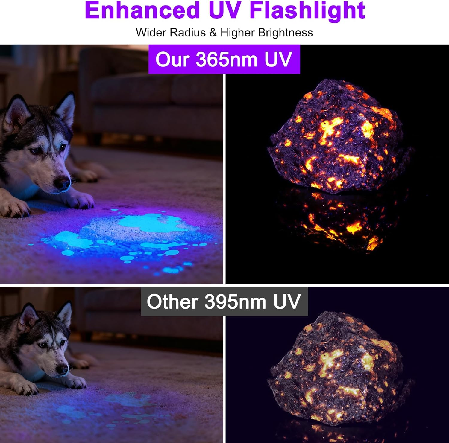 2-In-1 365Nm UV Torch & LED Flashlight Rechargeable, 30W Zoomable UV Light Black Light Torch for Pet Urine Detection, Resin Curing, Rocks, Scorpions, Waterproof Flashlights for Camping, Emergency image number 2
