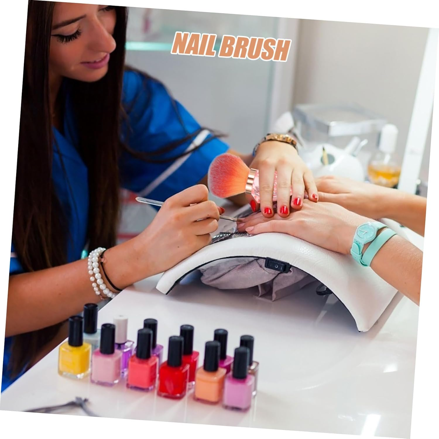 WEKADRIN Nail Dust Brush Diamond Shape for Nail Art Makeup Powder Applicator Soft Bristles Multi-Use Beauty Tool image number 6