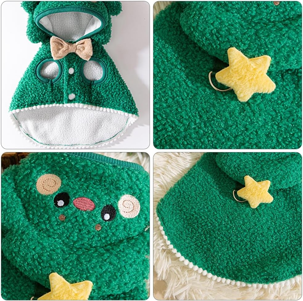 PLUSHCEWT Pet Christmas Costume Cat Christmas Outfit Cute Green Christmas Tree Dog Cape Xmas Costumes Christmas Pet Clothes Suitable for Small Medium Dogs Cats and Kittens image number 3