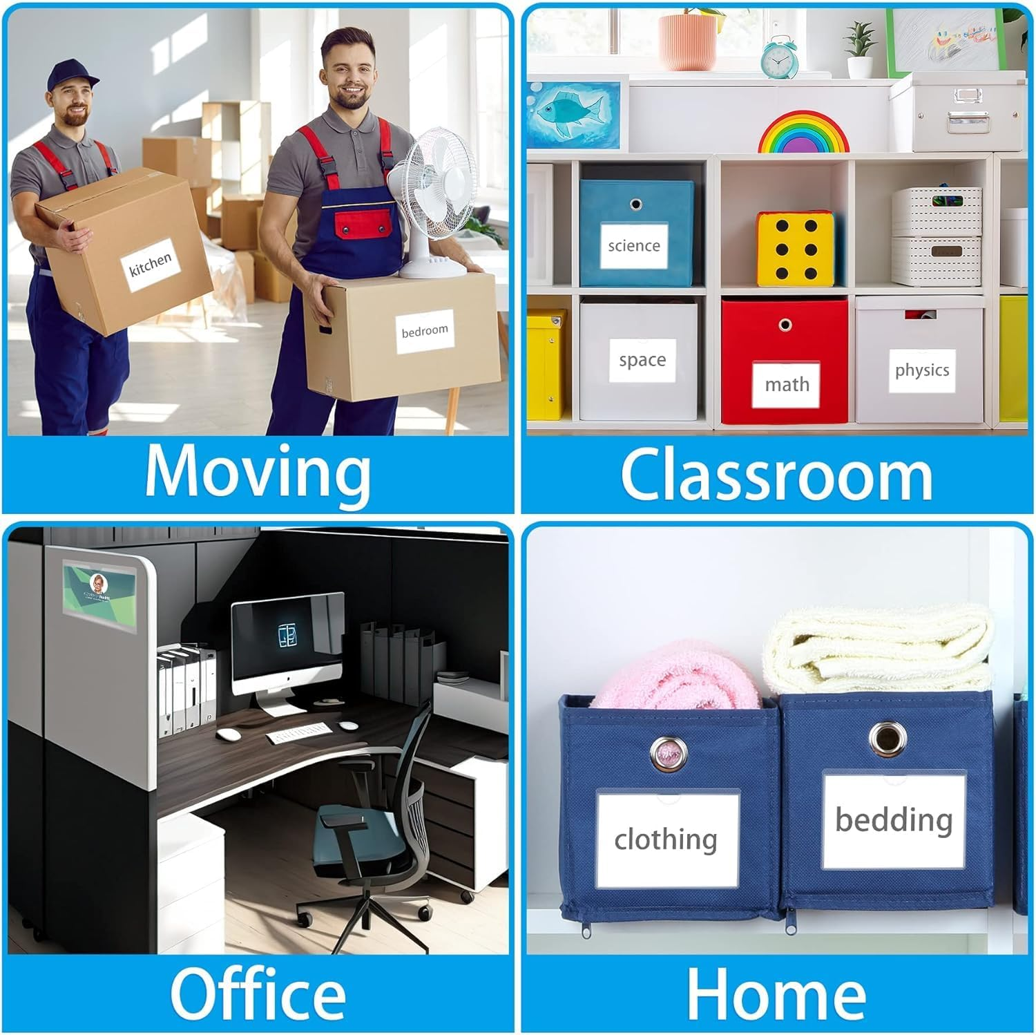 50Pcs Adhesive Label Holder Shelf Tag, Betterjonny 6X10Cm Self-Adhesive Clear Label with Top Open Plastic Drawers File Cabinet Storage Bins Label Holder for Office, Kitchen and Other Small Items image number 4