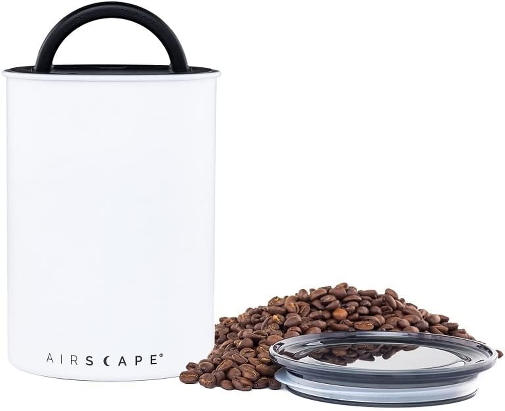 Planetary Design Airscape&reg; Stainless Steel Coffee Canister | Food Storage Container | US Patented Inner Plunger Lid REMOVES Excess Oxygen | Don'T Buy Airtight, Buy Air-Less | (Medium, Matte White) image number 4