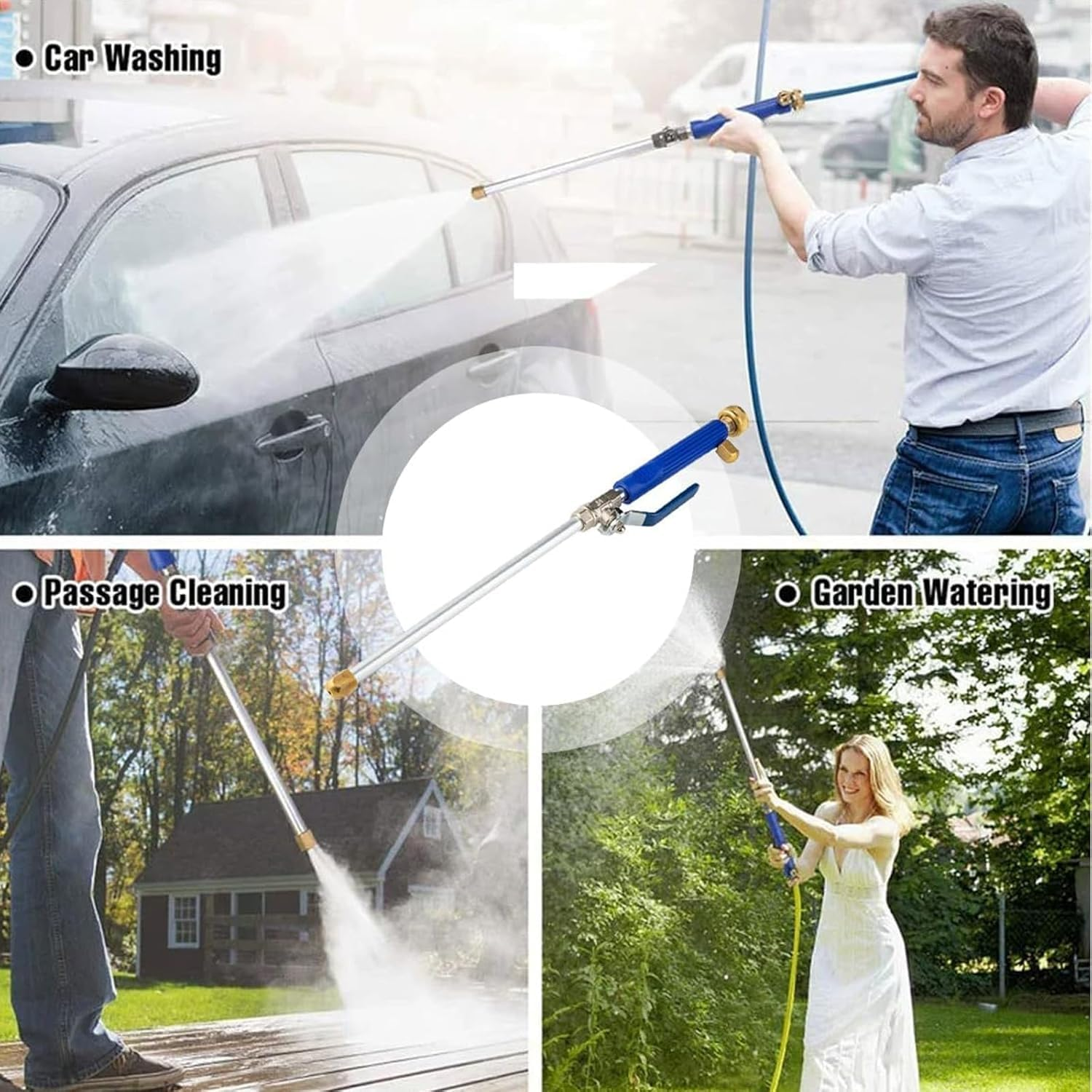 WADY High Pressure Power Washer Wand & Hydro Jet Water Hose Nozzle - Multi-Purpose Cleaning Tool for Gutters, Patios, Cars, Pets, Windows & Glass (Blue) image number 3