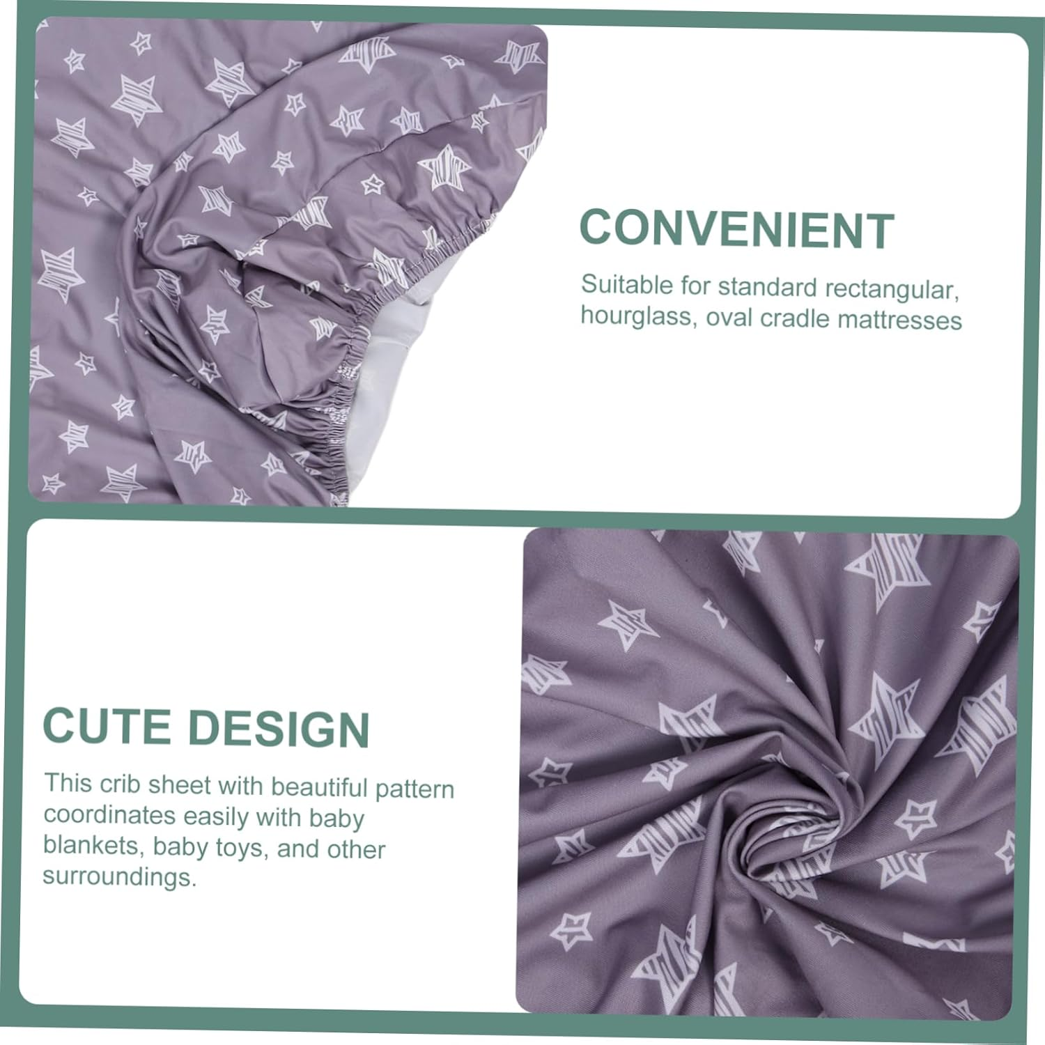 Changing Pad Cover Washable Reusable Changing Pad Snug Fitted for Crib Change Table Soft Skin Friendly for Boys Grey Stars Design image number 3