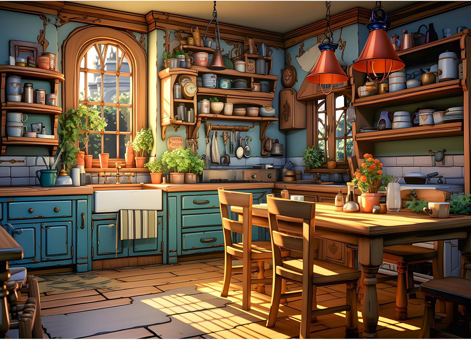 Chalzidar Jigsaw Puzzles for Adults 1000 Pieces, Interlock Perfectly Letter on Back No Dust, Home Decor Birthday Gift Toy for Men Women Elders Seniors, 1:1 Poster - Warm Kitchen