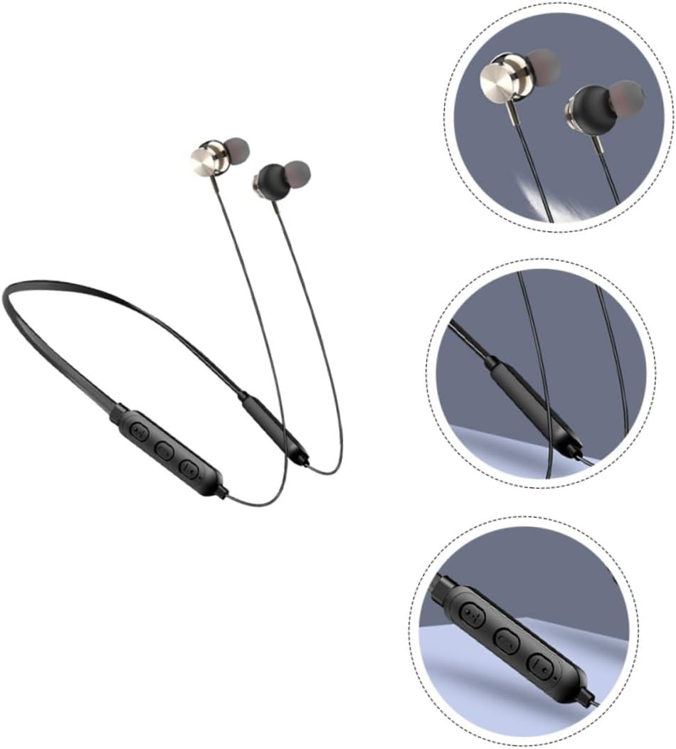 Uonlytech 5.0 Neckband In-Ear Headphones Wireless Earbuds Sweat-Resistant Sports Headset Compact Magnetic Neck Hanging for Outdoor Fitness Black image number 3