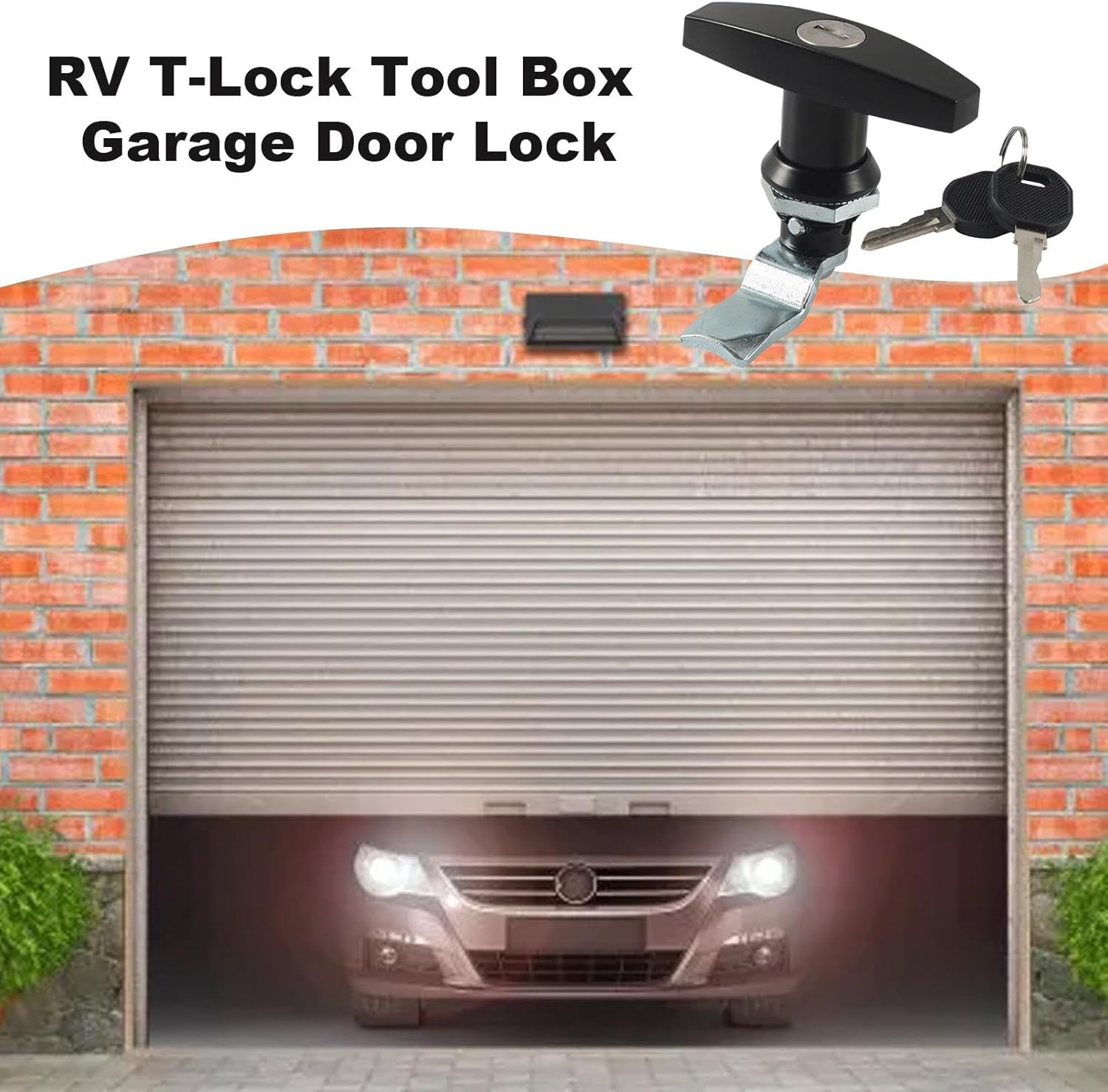 Shed Door T Handle Lock,Zinc Alloy Looking Kit with 2 Keys for Garage Door | Replacement T-Handle Parts Lock for Shed Doors, Toolboxes, Garage Doors, Vehicle Toolboxes, Trailers