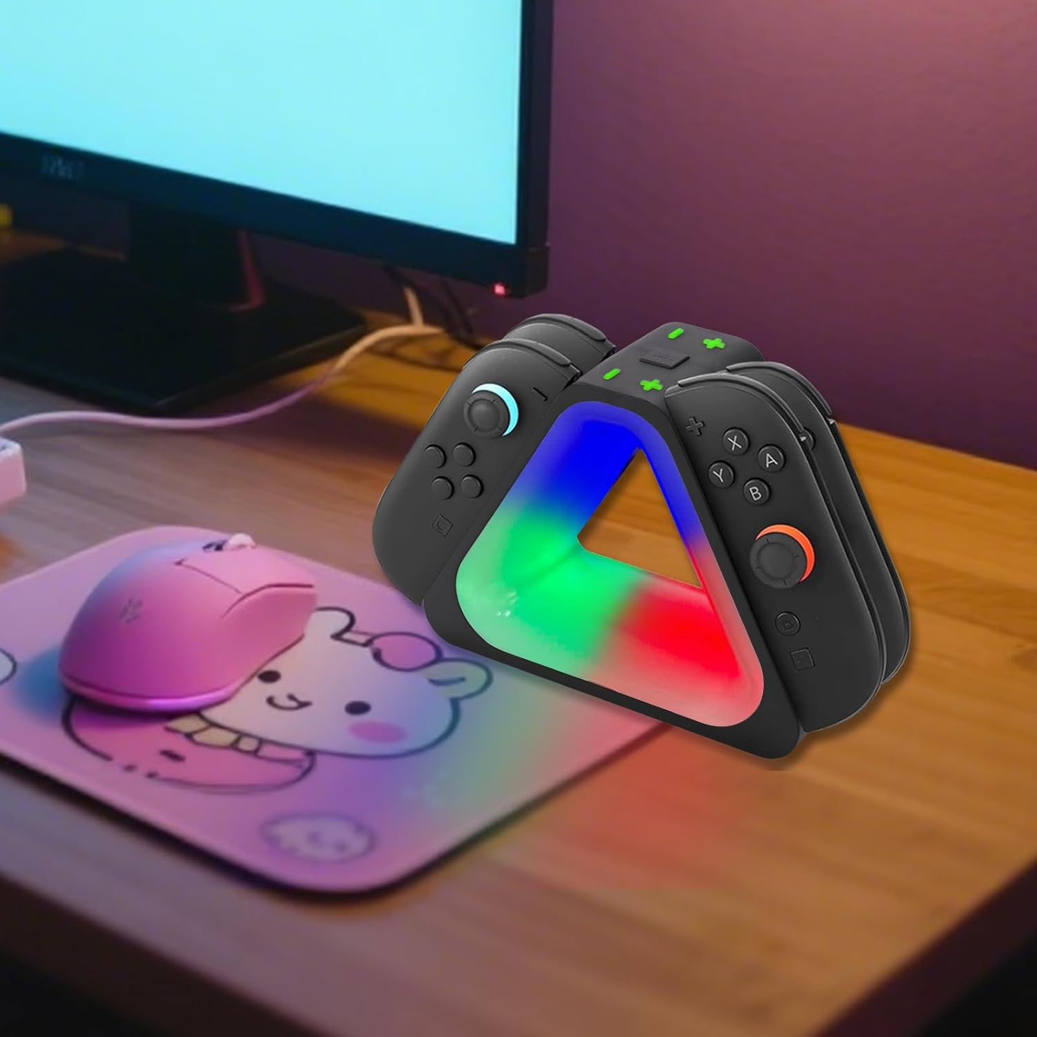 BTFO Charging Dock for Switch 2 Joy-Con, 4-In-1 Fast Charger Magnetic Docking Station with 7 RGB Lighting for Switch 2 Controllers NS2 Accessories image number 5