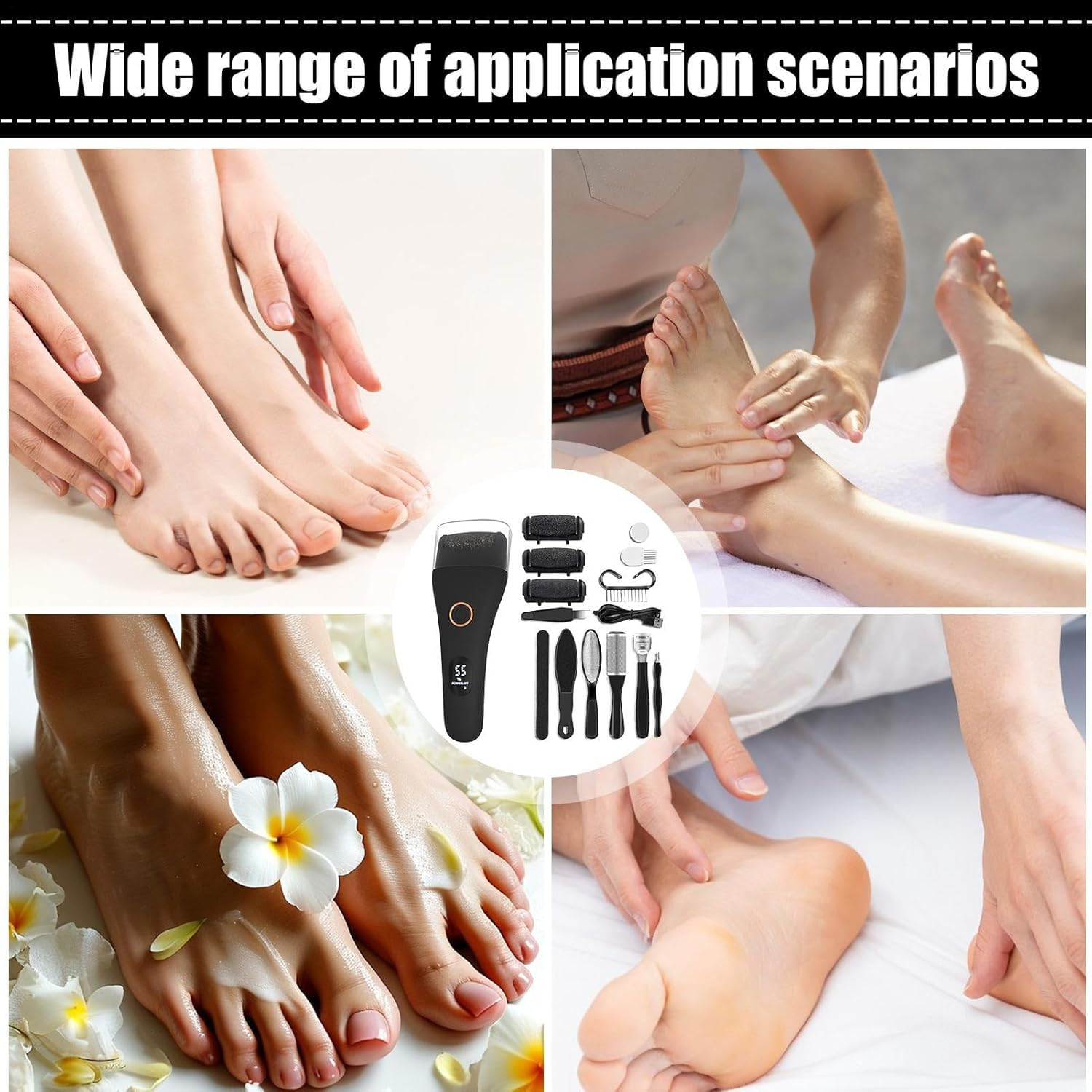 DAWCBVJQ Electric Foot File | Electric Foot Filer | Rechargeable Heavy-Duty Portable Grinder Scrubber Shaver for Manicure, Pedicure, Travel, Salon, Spa, Bath