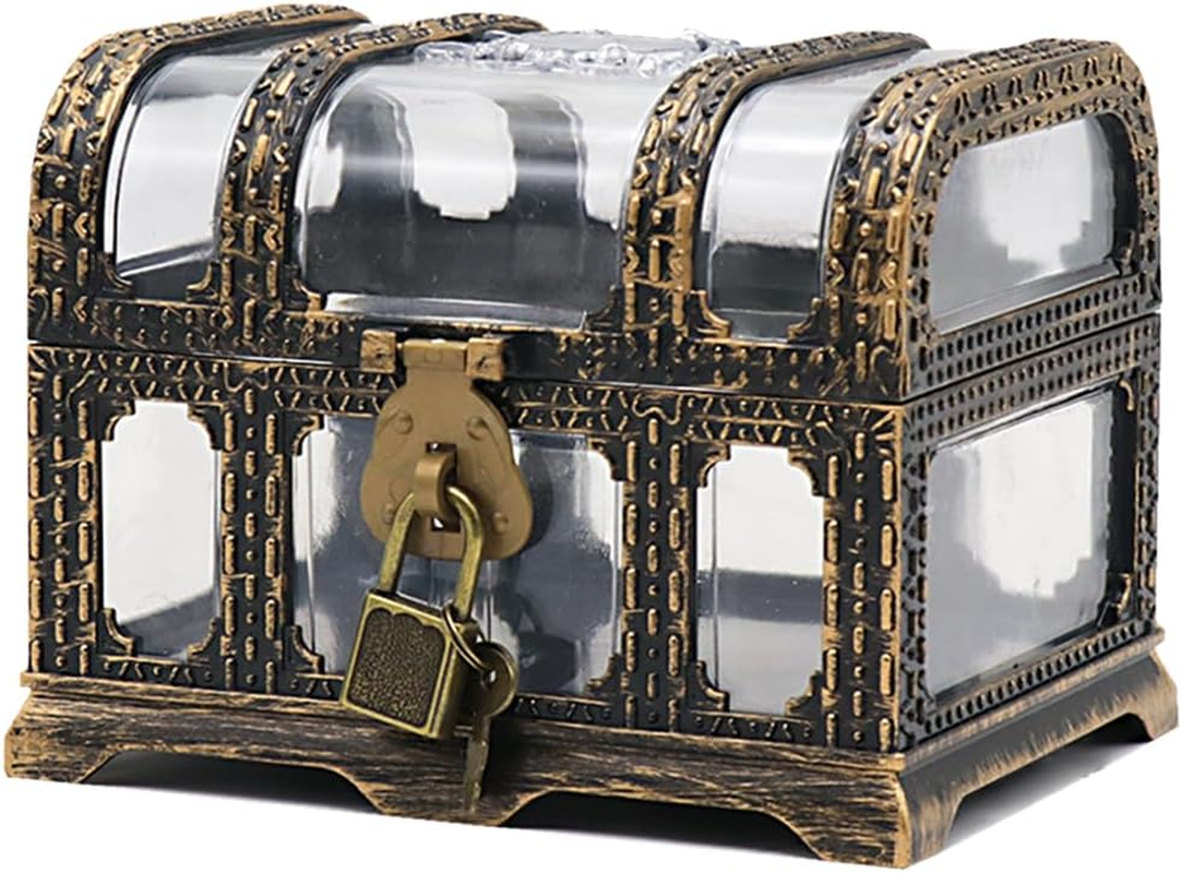 Plastic Pirate Treasure Box,Pirate Party Accessories,Pirate Chest,Item Storage Containers,Vintage Transparent Pirate Case,For Kids Party Decoration image number 2