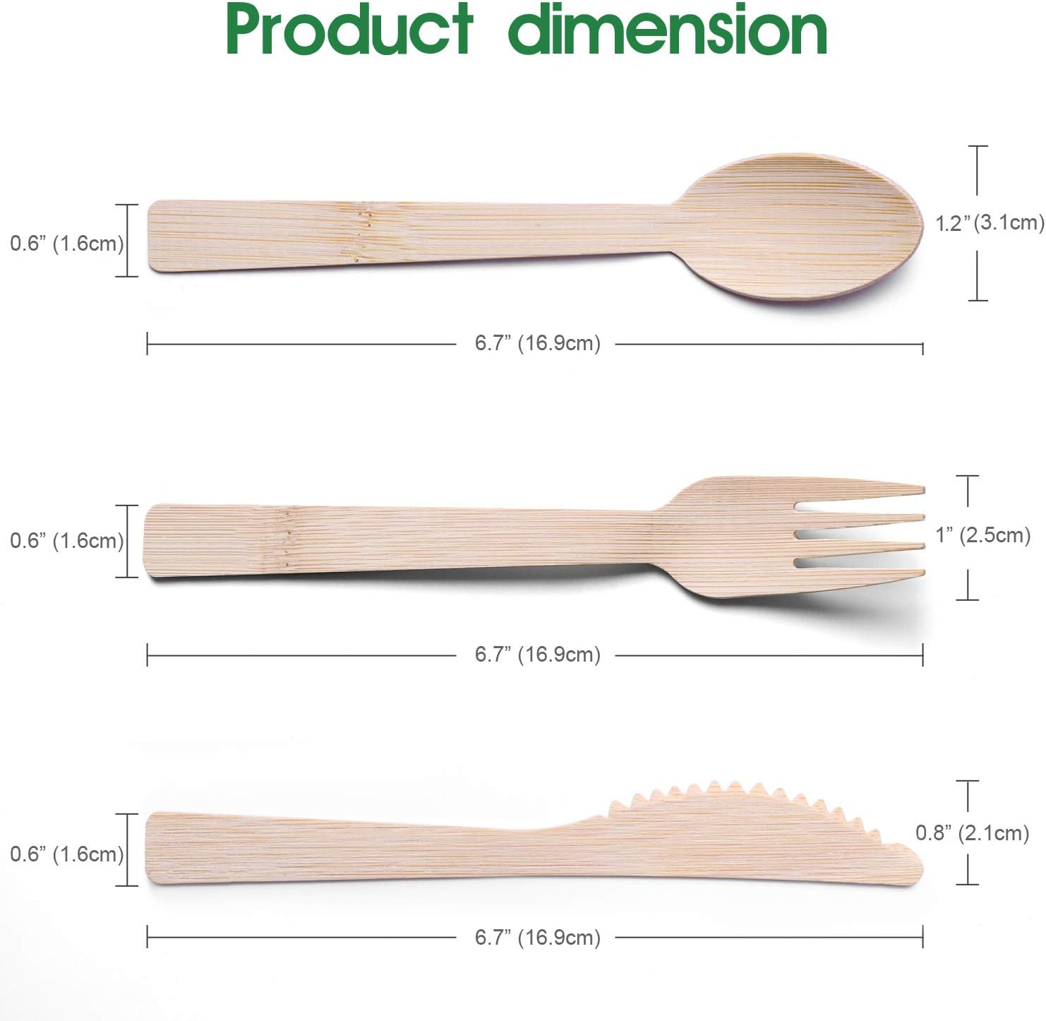 Bamboo Disposable Utensils (200PK: 80 Forks 80 Spoons 40 Knives) Compostable Eco Friendly Natural Biodegradable Bamboo Utensil/Cutlery Set Disposable Forks Knives and Spoons Set image number 6