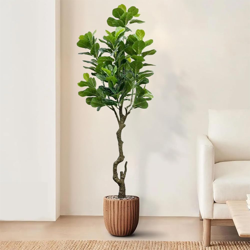 210Cm Artificial Plants Tree, Fake Plants Lifelike Faux Fiddle Leaf Fig Plant,Tall Fake Potted Tree, Large Artificial Plants for Indoor Outdoor Home Office Farmhouse Decor(7Ft) image number 3