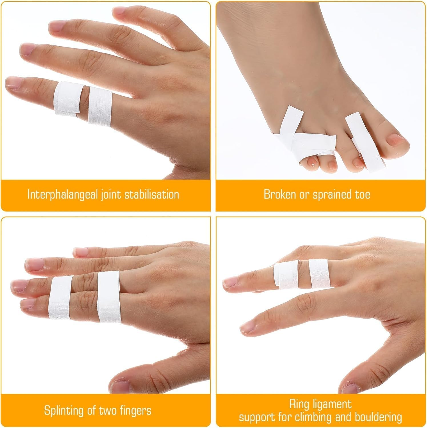 White Sports Finger Tape, 4 Roll White Athletic Sports Fingers Wrap Tape, White Athletic Finger Sports Tape Fingers Wrap, Self Adherent White Sports Finger Strip Rolls for Outdoor image number 1