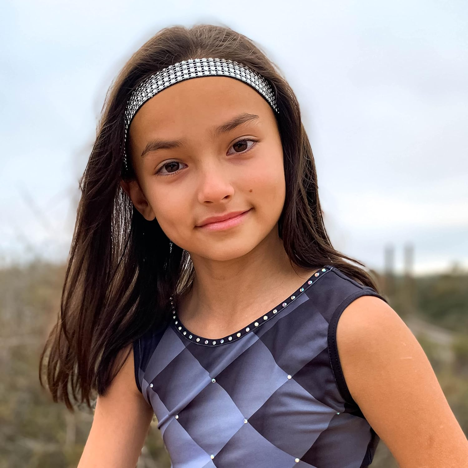 FROG SAC 4 Rhinestone Headbands for Girls, Adjustable Non Slip Gymnastics Sports Headband for Kids, Sparkly Little Girl Gymnast Hair Bands Accessories, Dance Sport Bling Hairbands image number 2