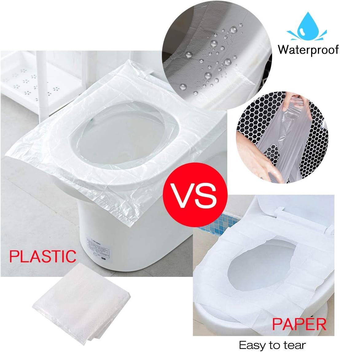 Luckecho 50 Pack Toilet Seat Covers Disposable Flushable Extra Thick & Large Individually Wrapped Toilet Seat Cover for Travel & Public Bathroom - Premium Quality, Convenient, and Hygienic image number 3