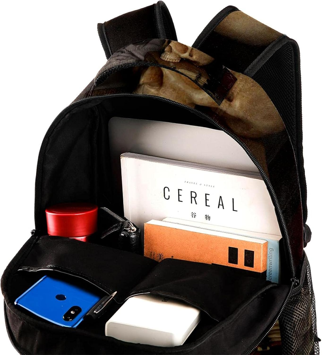 Retro Skull Map Backpack Students Shoulder Bags Travel Bag College School Tote Backpacks image number 1