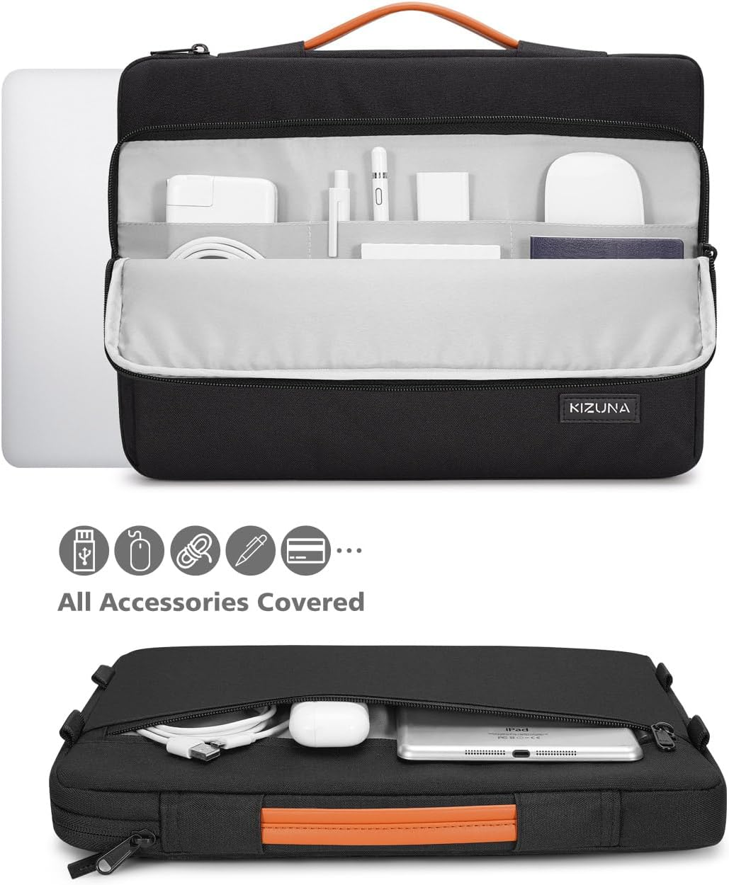 KIZUNA Laptop Bag Case 17 Inch Computer Shoulder Sleeve Briefcase for LG Gram 17/Dell G7/17.3" MSI 17/17.3" HP Probook 470/Lenovo Ideapad 700/Predator Ph717-71-746/Alienware X17,Black image number 3