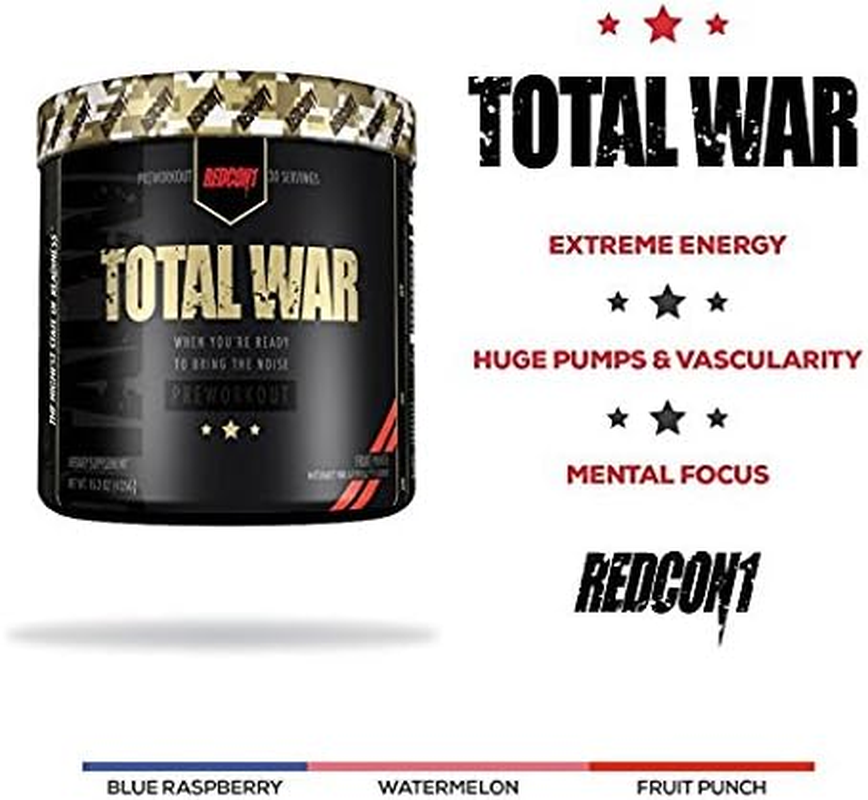 Redcon1 Total War - Pre Workout, 30 Servings, Boost Energy, Increase Endurance and Focus, Beta-Alanine, Caffeine (Watermelon) image number 1