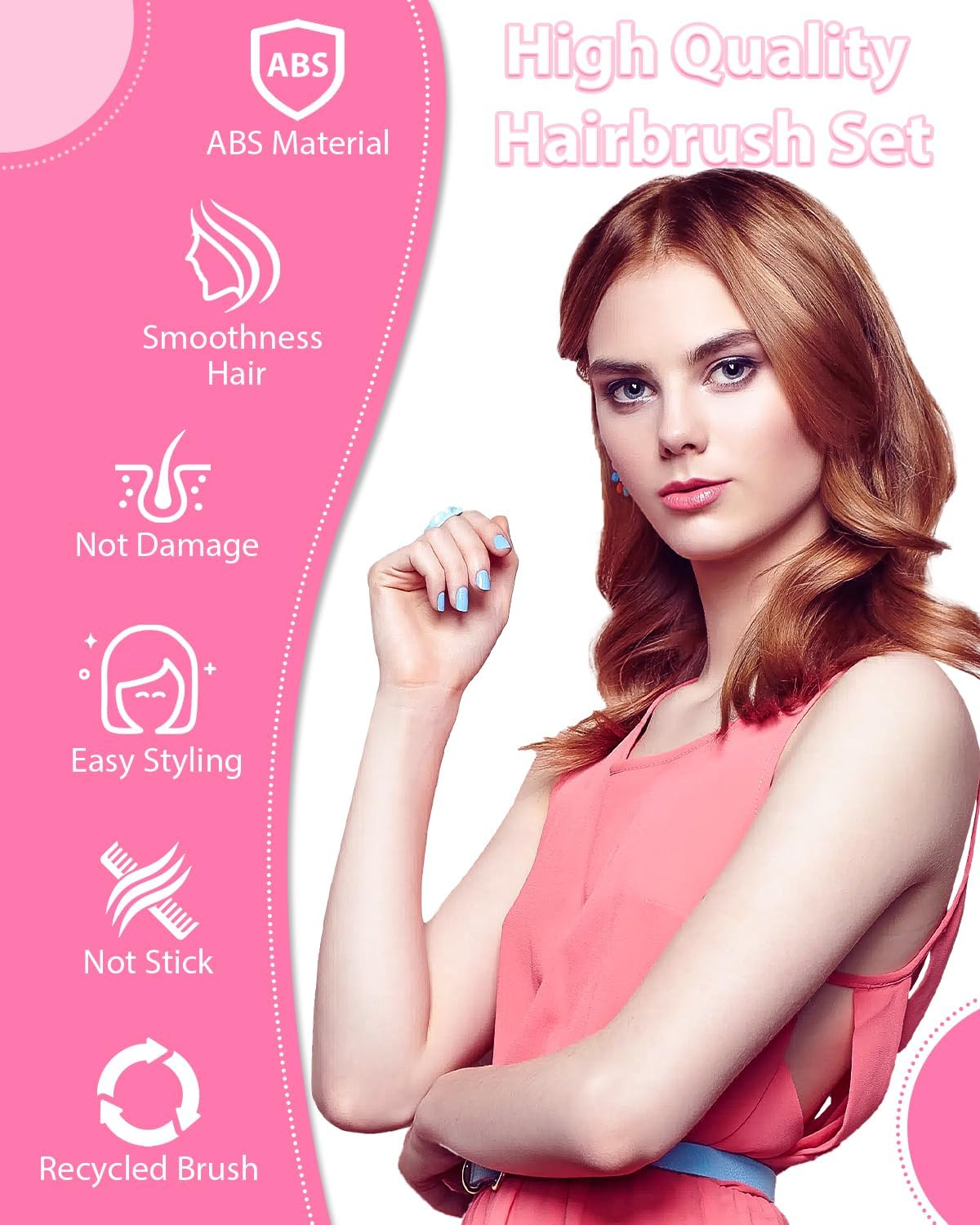 Samnyte Slick Back Hair Brush, Edge Brush, Hair Accessories Comb Set 3Pcs, Rat Tail Comb for Parting Hair, Teasing Comb for Add Volume Fullness, Edge Brush for Edge Control Black Hair