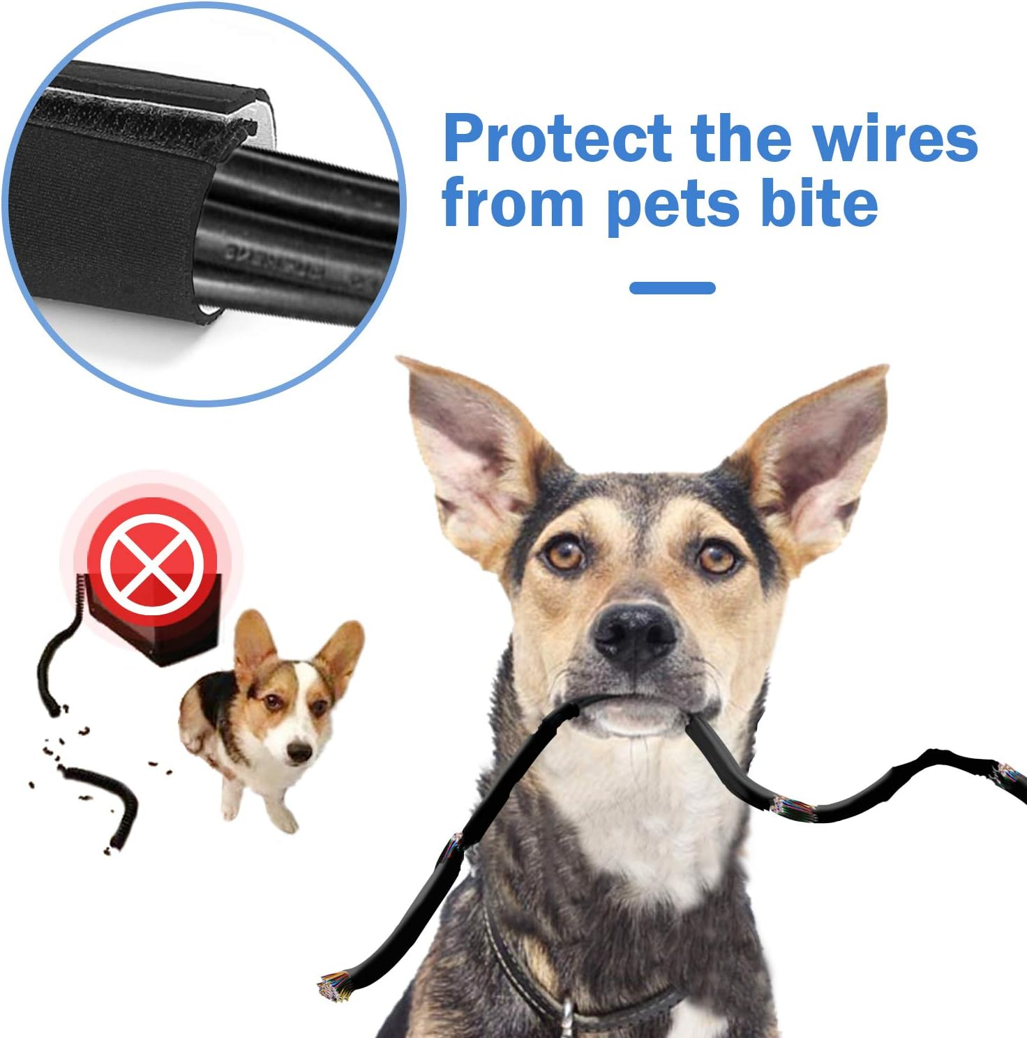 JOTO 3M X 13.5CM Cable Management Sleeve (130" X 5.3"), Cuttable Neoprene Cord Management Organizer System, Flexible Cable Wrap Cover Wire Hider for Desk TV Computer Office Home Theater -Reversible image number 3