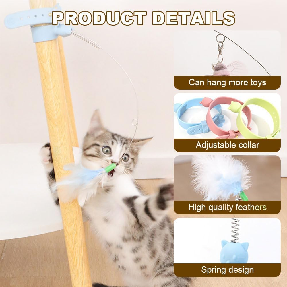 YAUNJI Cat Collars with Cat Feather Toys, 2024 New Cat Toys Attached for Indoor Cats, Interactive Cat Neck Toy (Pink, 1 PCS) - Pink image number 4
