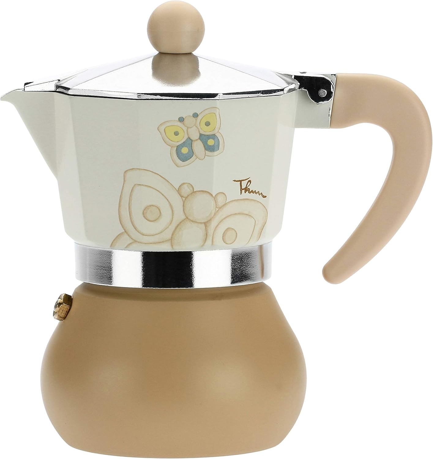 THUN - Modern Coffee Machine Decorated with Butterflies - Kitchen Accessories - Elegance Range - Aluminium - 8 X 8 X 13 Cm image number 2