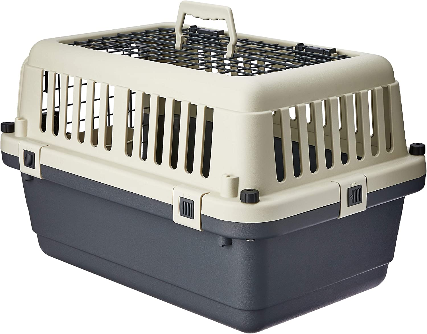 Playmate Small Dog Breed Open Top Air Traveler Pet Carrier, White & Grey, 56 X 37 X 37Cm, Safe Travel, Airplane & Car Compatible image number 1