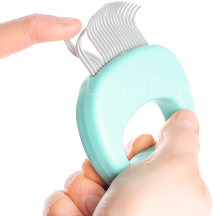 Leo'S Paw the Original Pet Hair Removal Massaging Shell Comb Soft Deshedding Brush Grooming and Shedding Matted Fur Remover Dematting Tool for Long and Short Hair Cat Dog Puppy Bunny (Mint) image number 3
