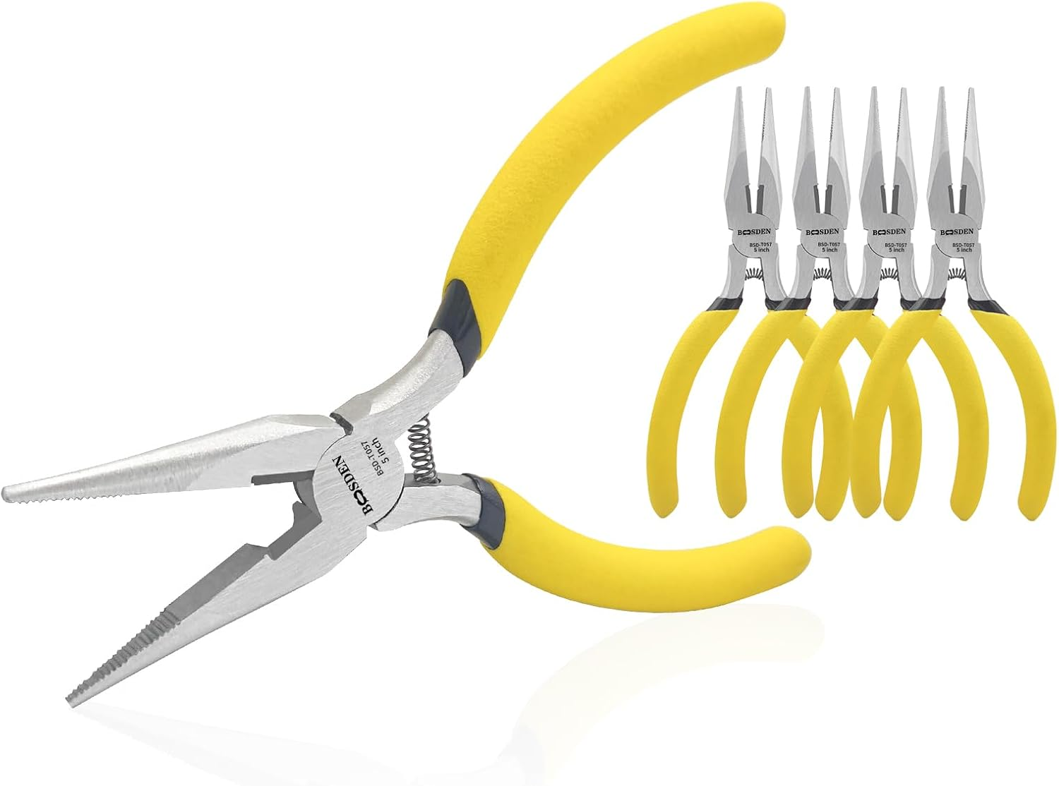 BOOSDEN 5" Needle Nose Pliers, Long Nose Pliers Set with Side Cutter,Mini Fine Needle Nose Pliers with Comfort Grip, Precision Small Needle Nose Pliers for Electronics, Craft, Jewelry Making, 5 PACK image number 6