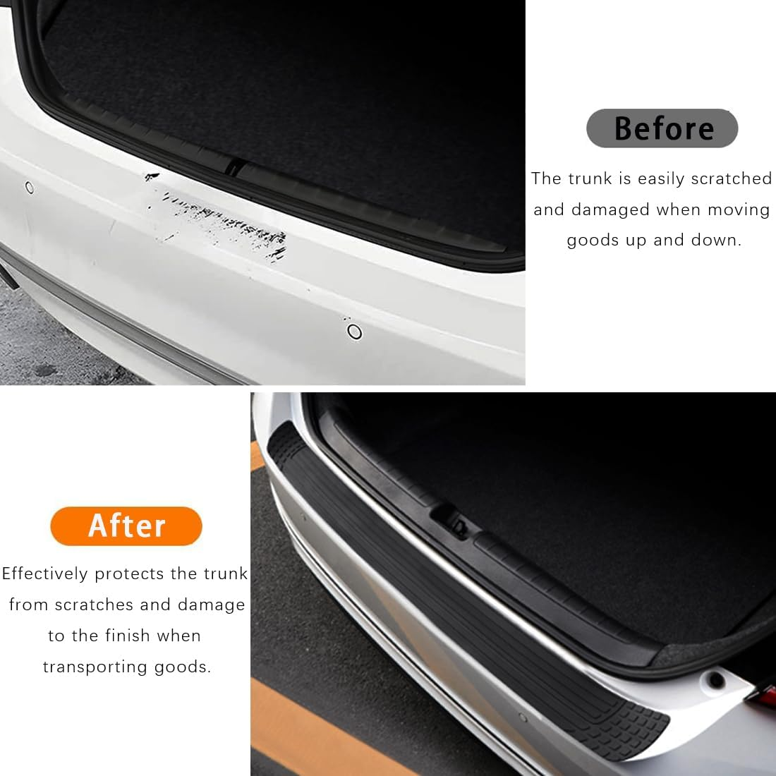 Car Rear Bumper Protector,Car Trunk Protection Strip,Rear Bumper Protector Guard Rubber,Universal Anti-Scratch Trunk Bumper Guard,For Most Car - Black-Sports image number 6