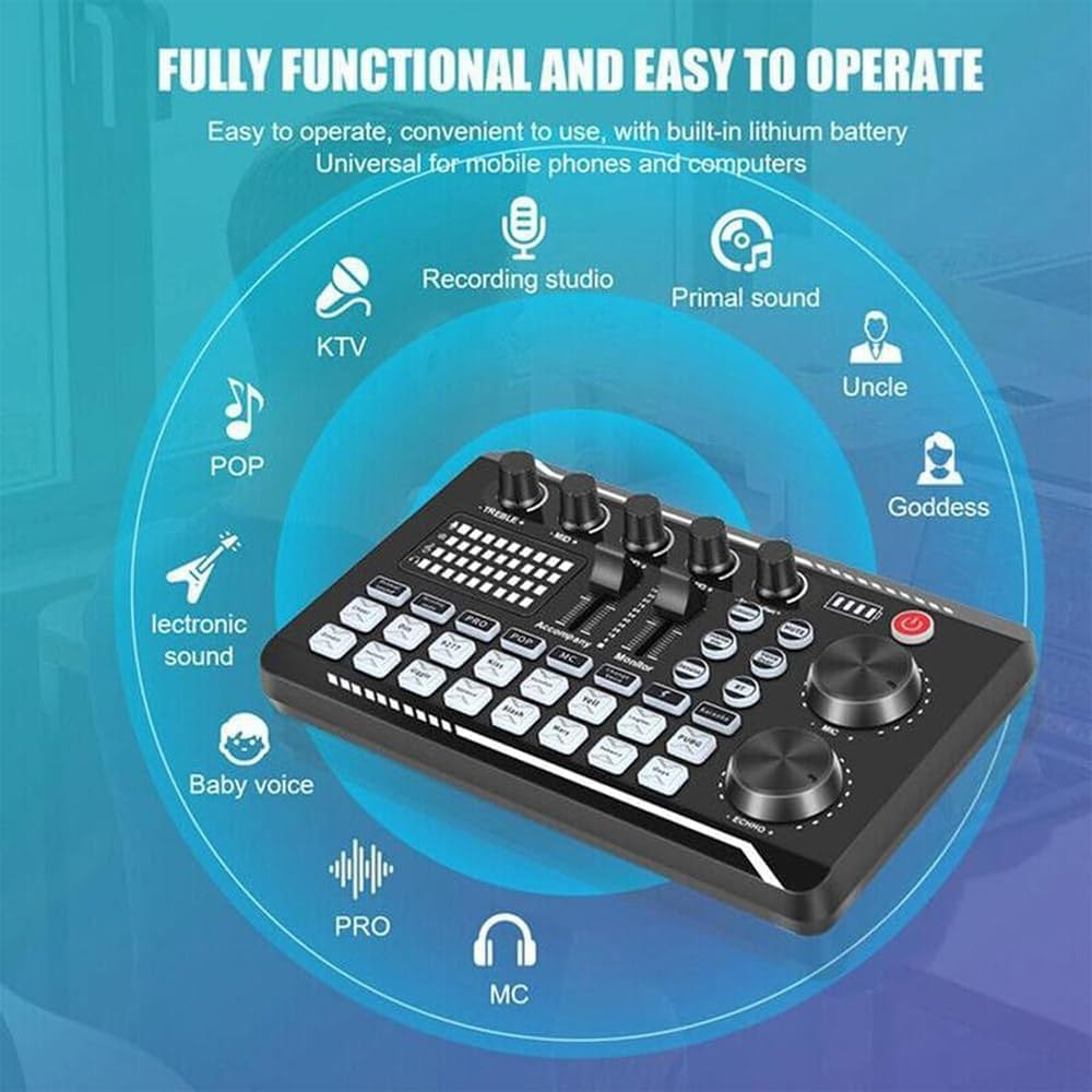 Professional Audio Mixer,Live Sound Card and Audio Interface with DJ Mixer Effects & Voice Changer, Sound Card for Live Streaming, 16 Special Effects Sounds, Prefect for Streaming/Podcasting/Gaming image number 4
